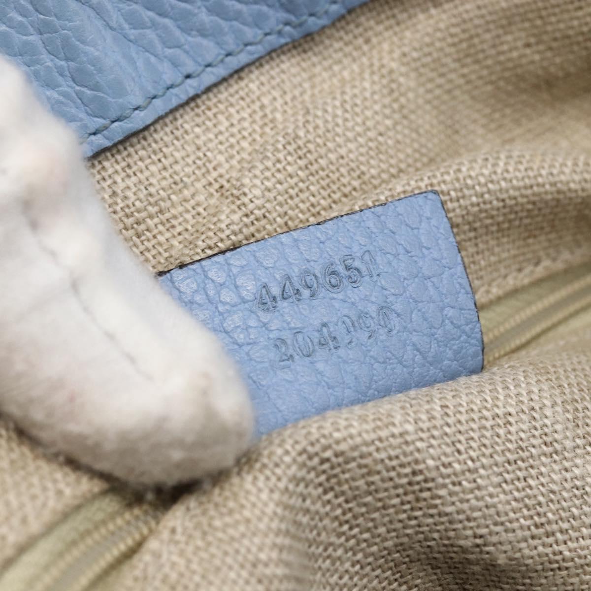 GUCCI Hand Bag Leather 2way Light Blue Gold 449651 Auth ka2016