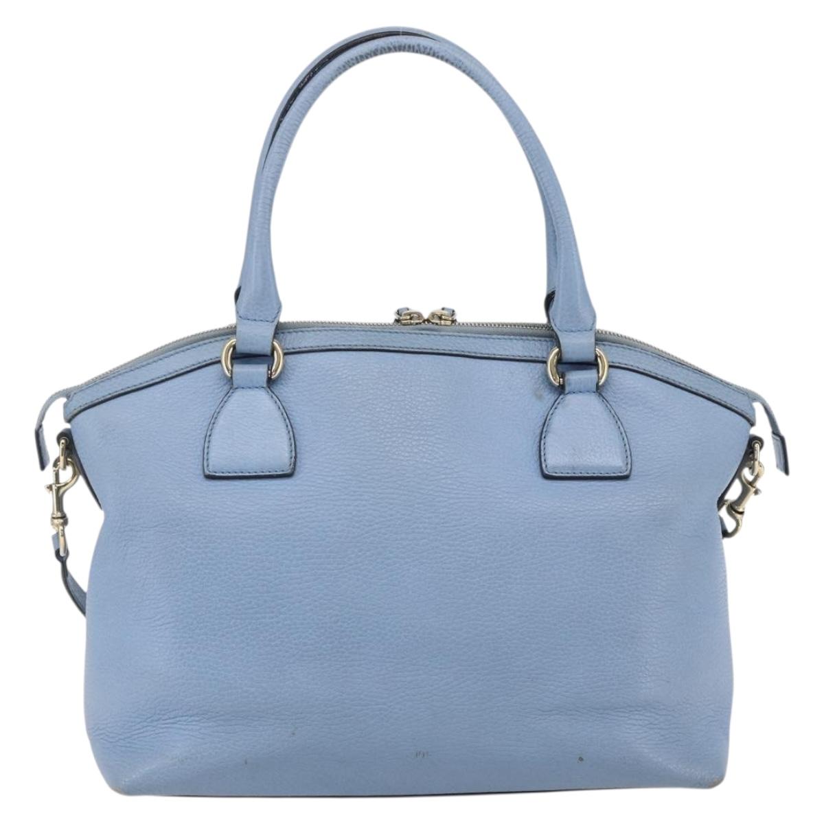 GUCCI Hand Bag Leather 2way Light Blue Gold 449651 Auth ka2016