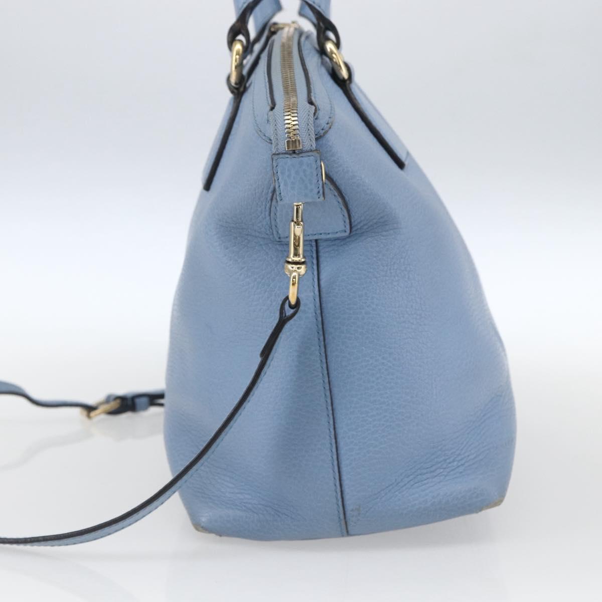 GUCCI Hand Bag Leather 2way Light Blue Gold 449651 Auth ka2016