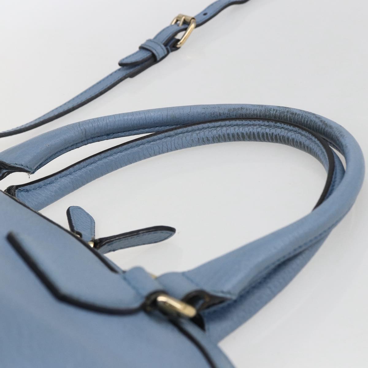 GUCCI Hand Bag Leather 2way Light Blue Gold 449651 Auth ka2016