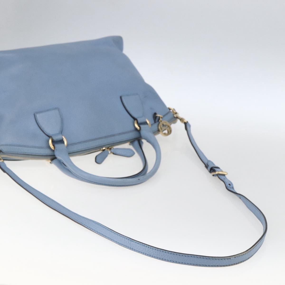 GUCCI Hand Bag Leather 2way Light Blue Gold 449651 Auth ka2016