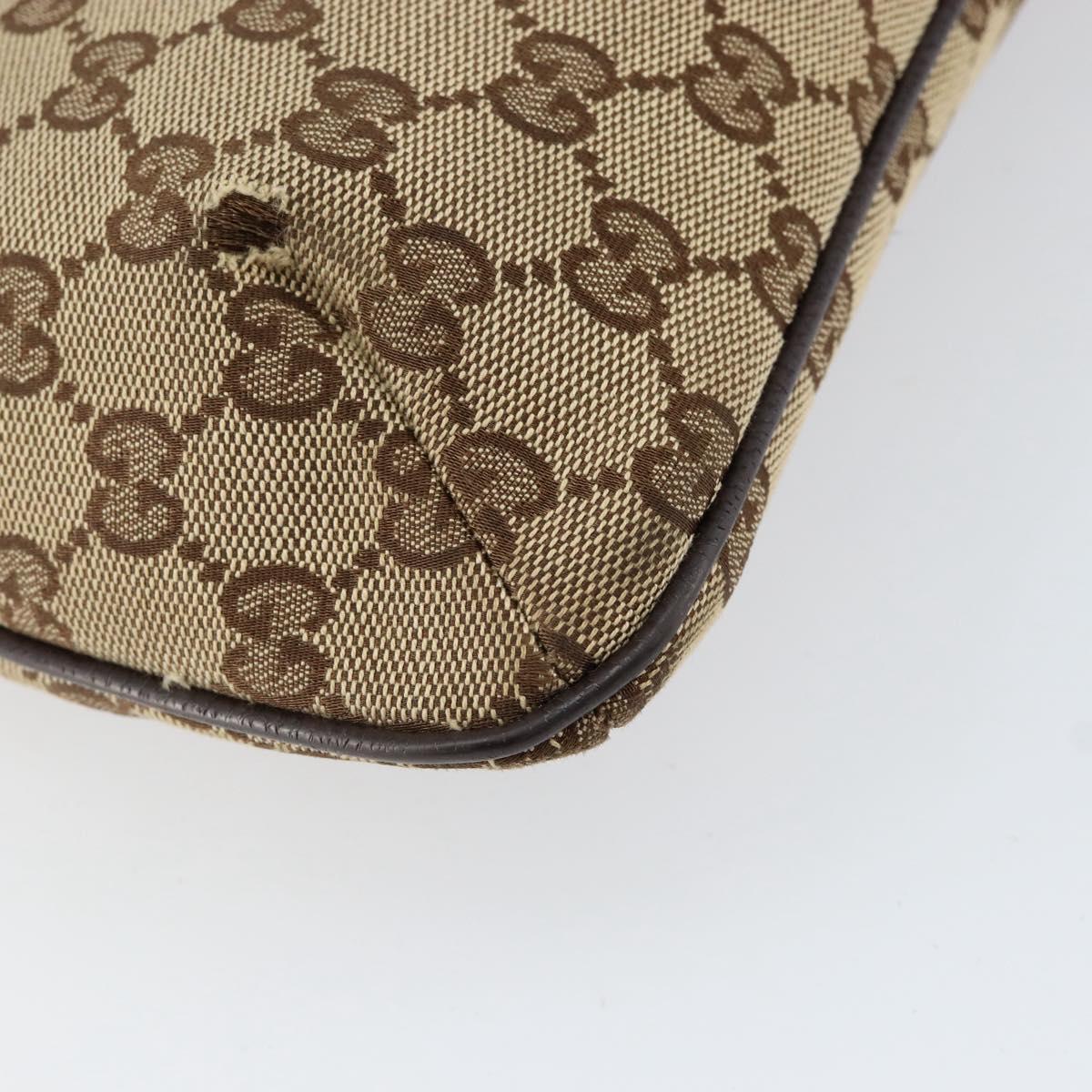 GUCCI GG Canvas Sherry Line Shoulder Bag Beige Silver 189749 Auth ka202