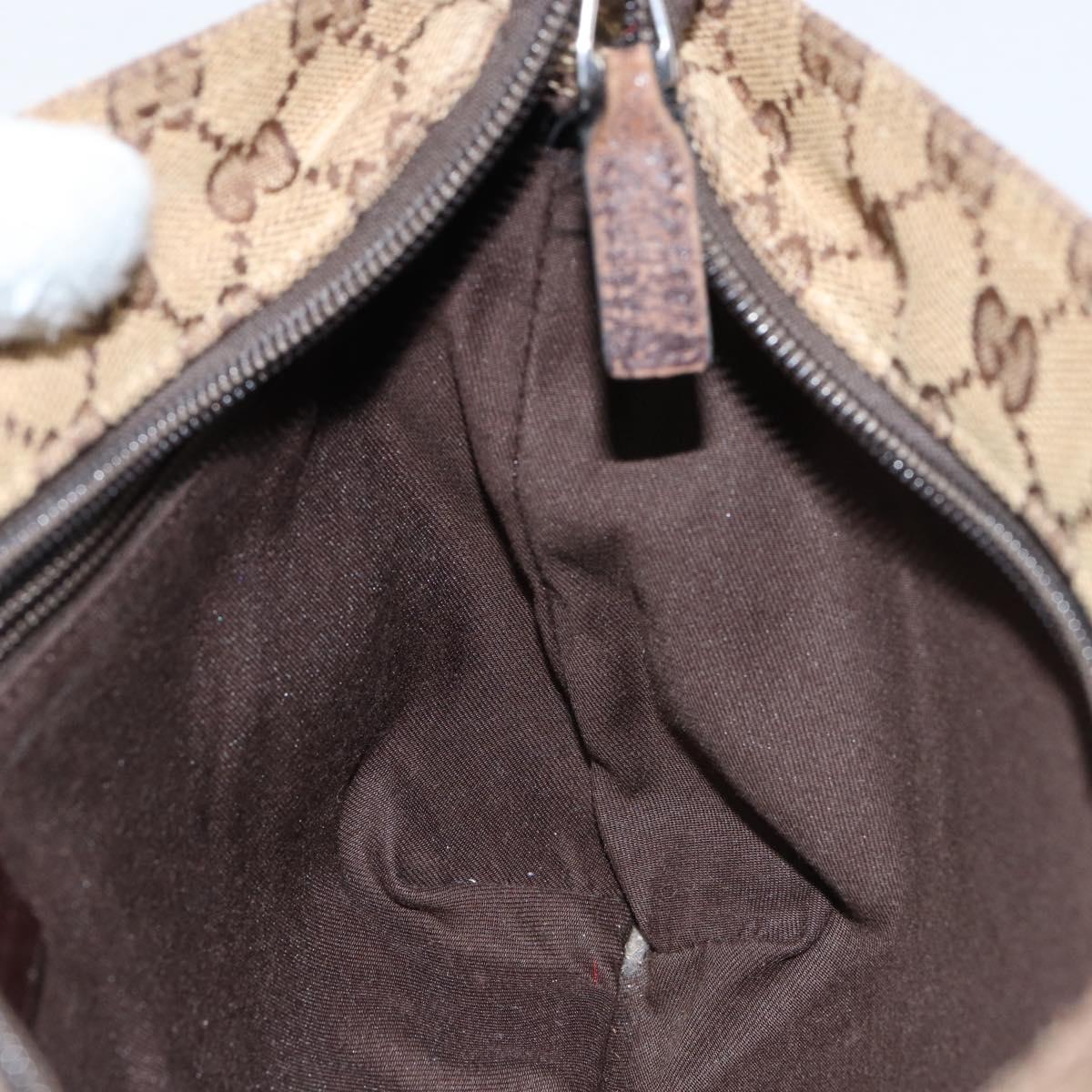 GUCCI GG Canvas Sherry Line Shoulder Bag Beige Silver 189749 Auth ka202