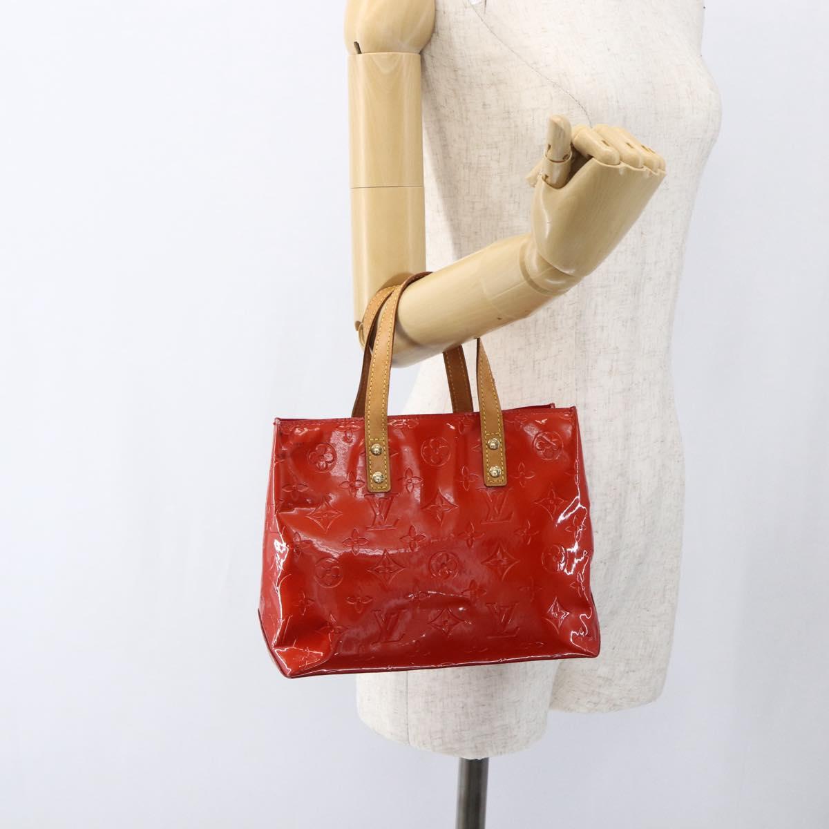 LOUIS VUITTON Monogram Vernis Reade PM Hand Bag Red Rouge M91088 LV Auth ka2020