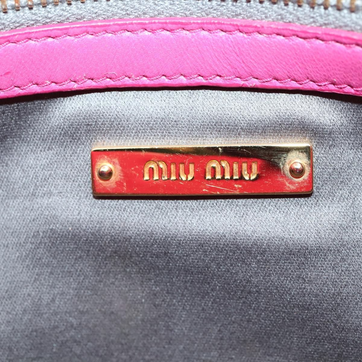 Miu Miu Matelasse Chain Shoulder Bag Leather 2way Pink Gold Auth ka2027V