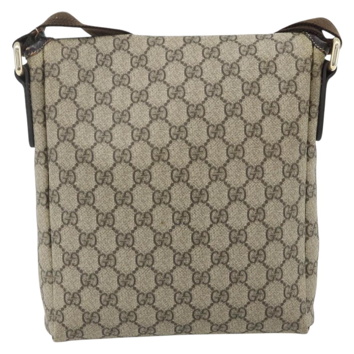 GUCCI GG Supreme Shoulder Bag PVC Beige Gold 223666 Auth ka2033