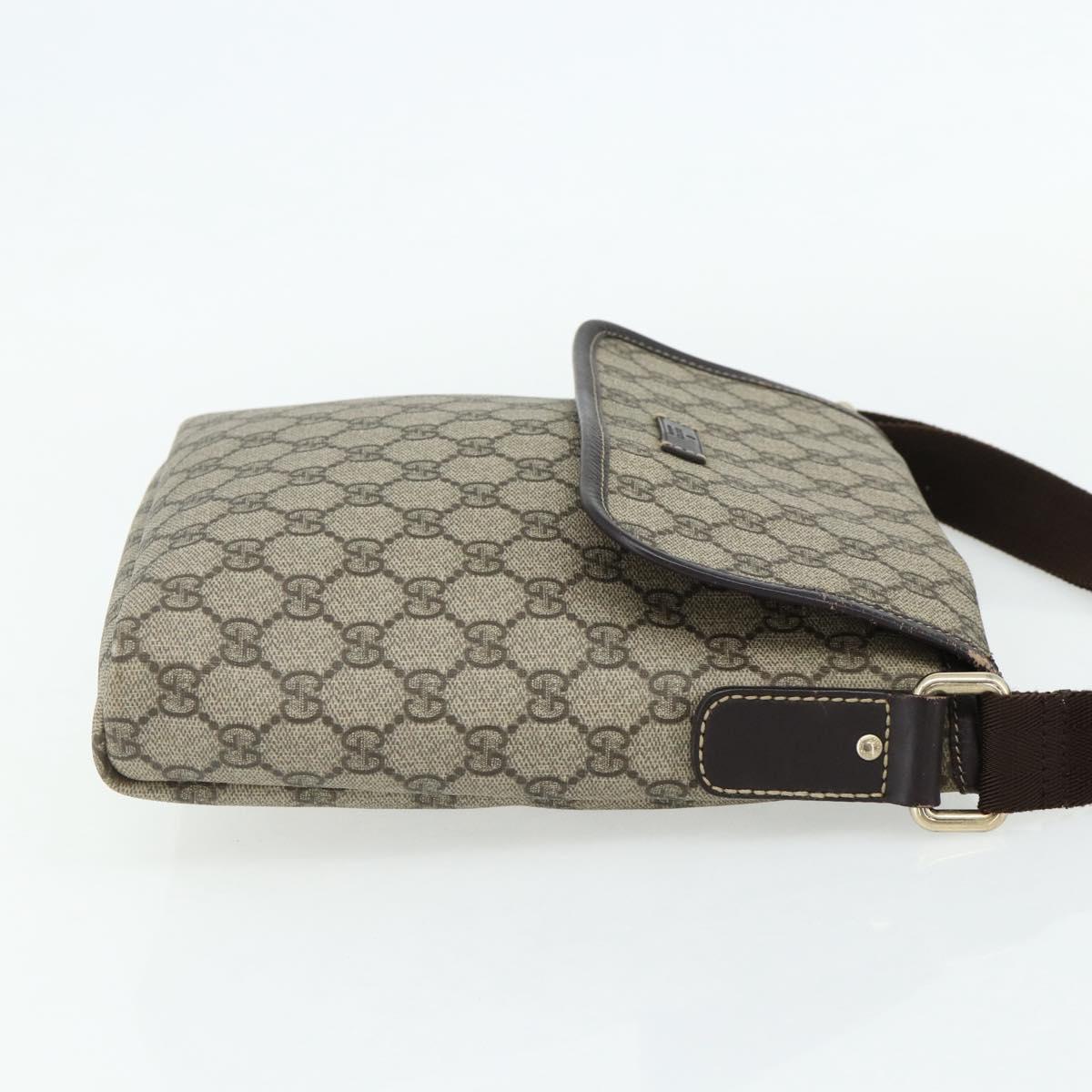 GUCCI GG Supreme Shoulder Bag PVC Beige Gold 223666 Auth ka2033