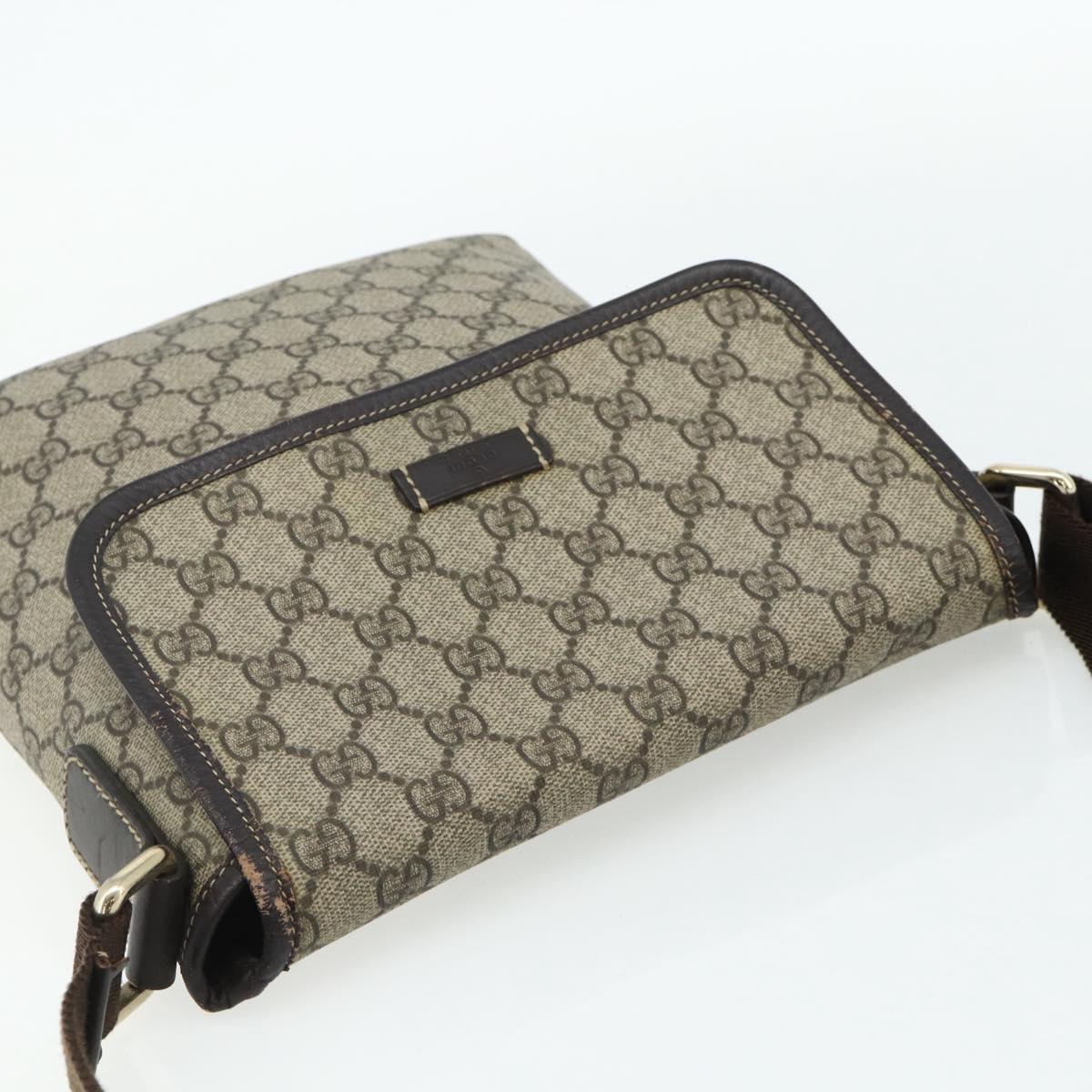 GUCCI GG Supreme Shoulder Bag PVC Beige Gold 223666 Auth ka2033