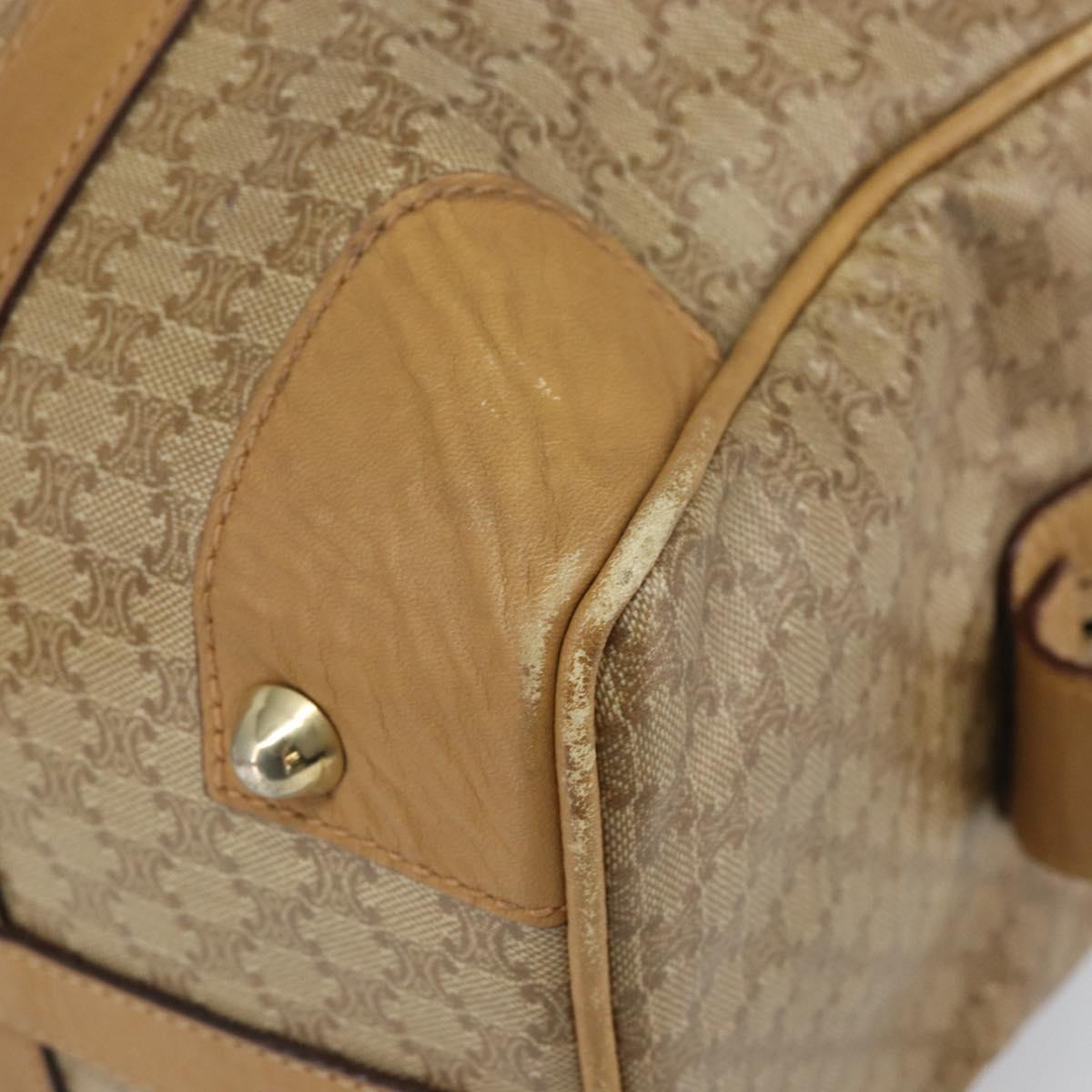 CELINE Macadam Canvas Hand Bag PVC Beige Silver Auth ka2034