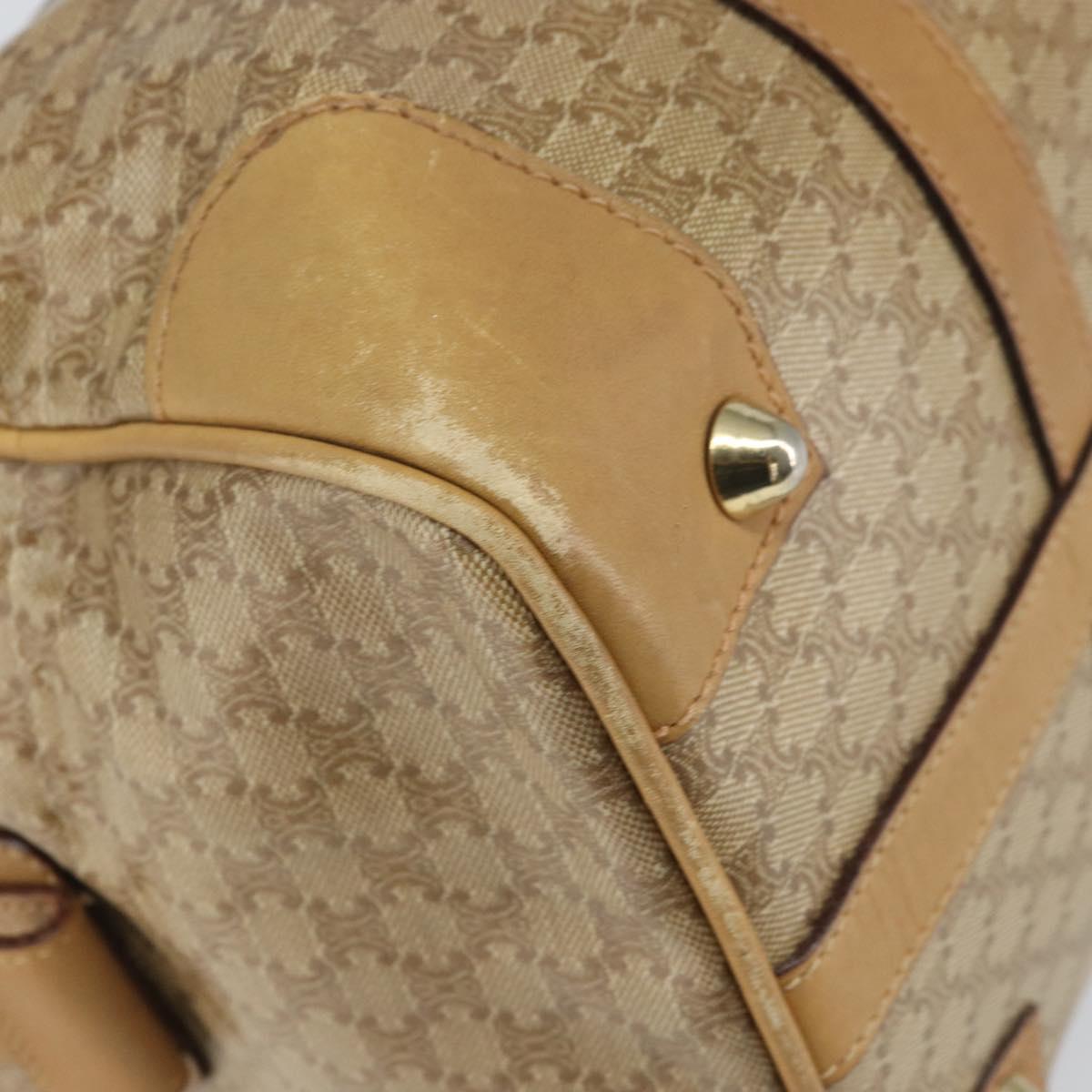 CELINE Macadam Canvas Hand Bag PVC Beige Silver Auth ka2034