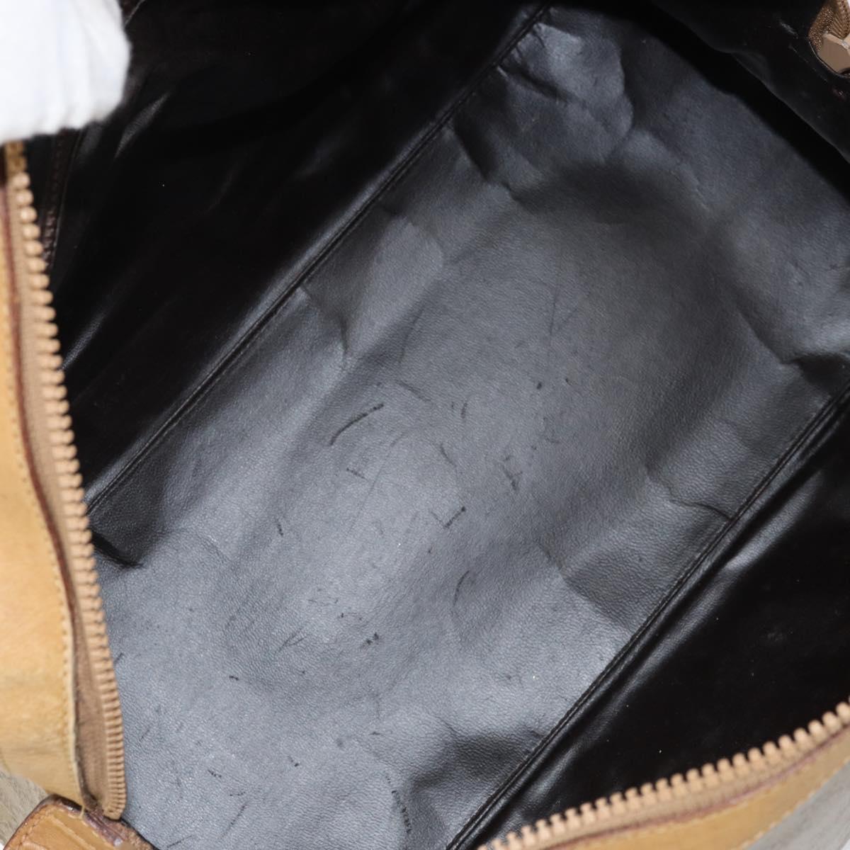 CELINE Macadam Canvas Hand Bag PVC Beige Silver Auth ka2034