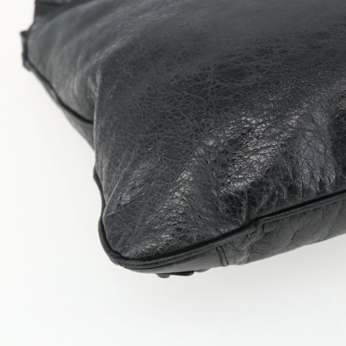 BALENCIAGA The Messenger Shoulder Bag Leather Black Auth ka2036