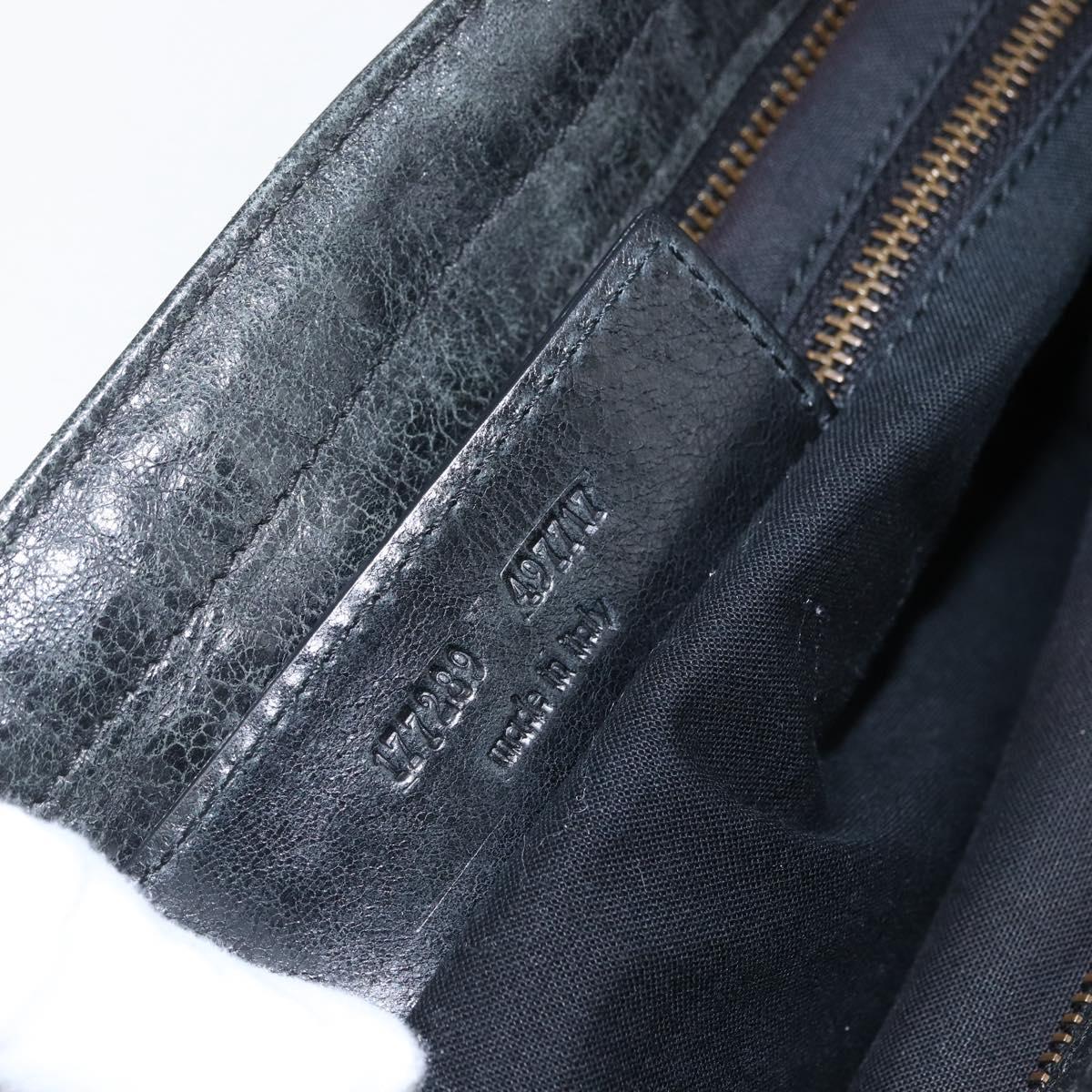 BALENCIAGA The Messenger Shoulder Bag Leather Black Auth ka2036