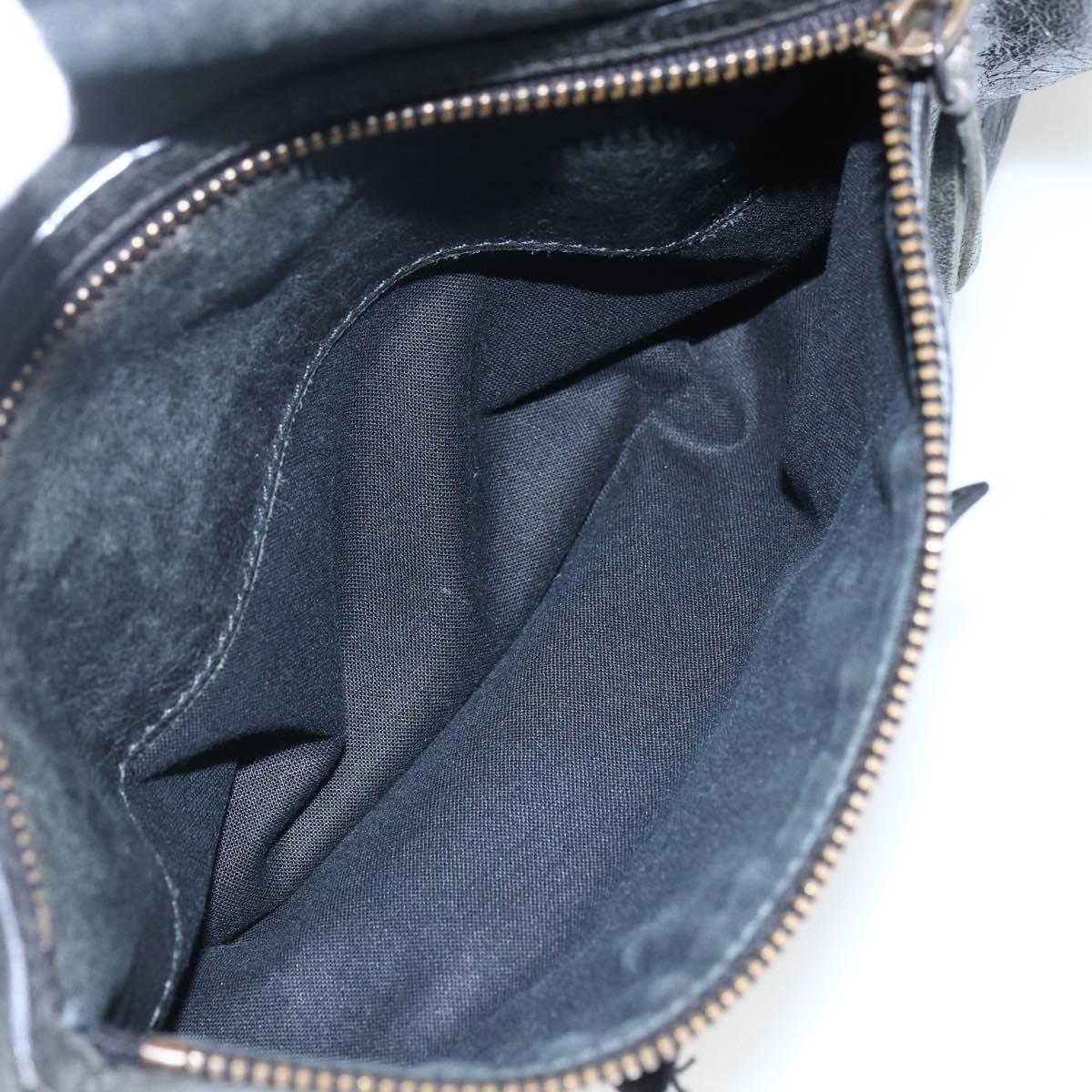 BALENCIAGA The Messenger Shoulder Bag Leather Black Auth ka2036