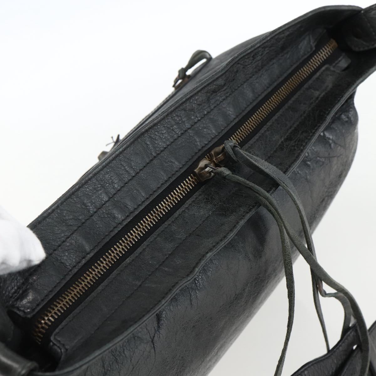 BALENCIAGA The Messenger Shoulder Bag Leather Black Auth ka2036