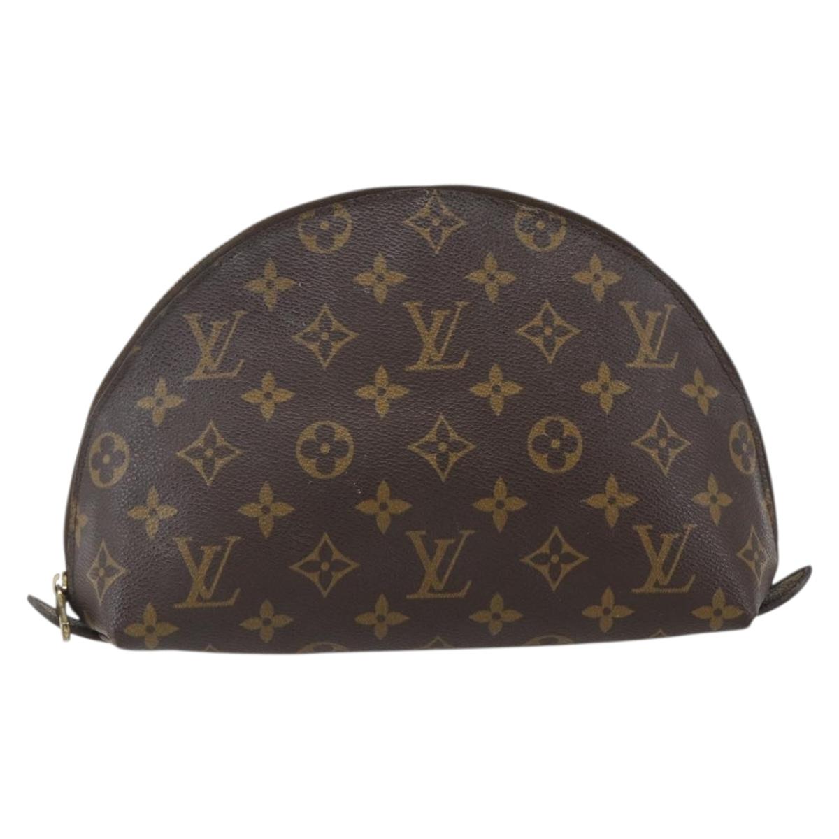 LOUIS VUITTON Monogram Trousse Demi Ronde Cosmetic Pouch M47520 LV Auth ka2037