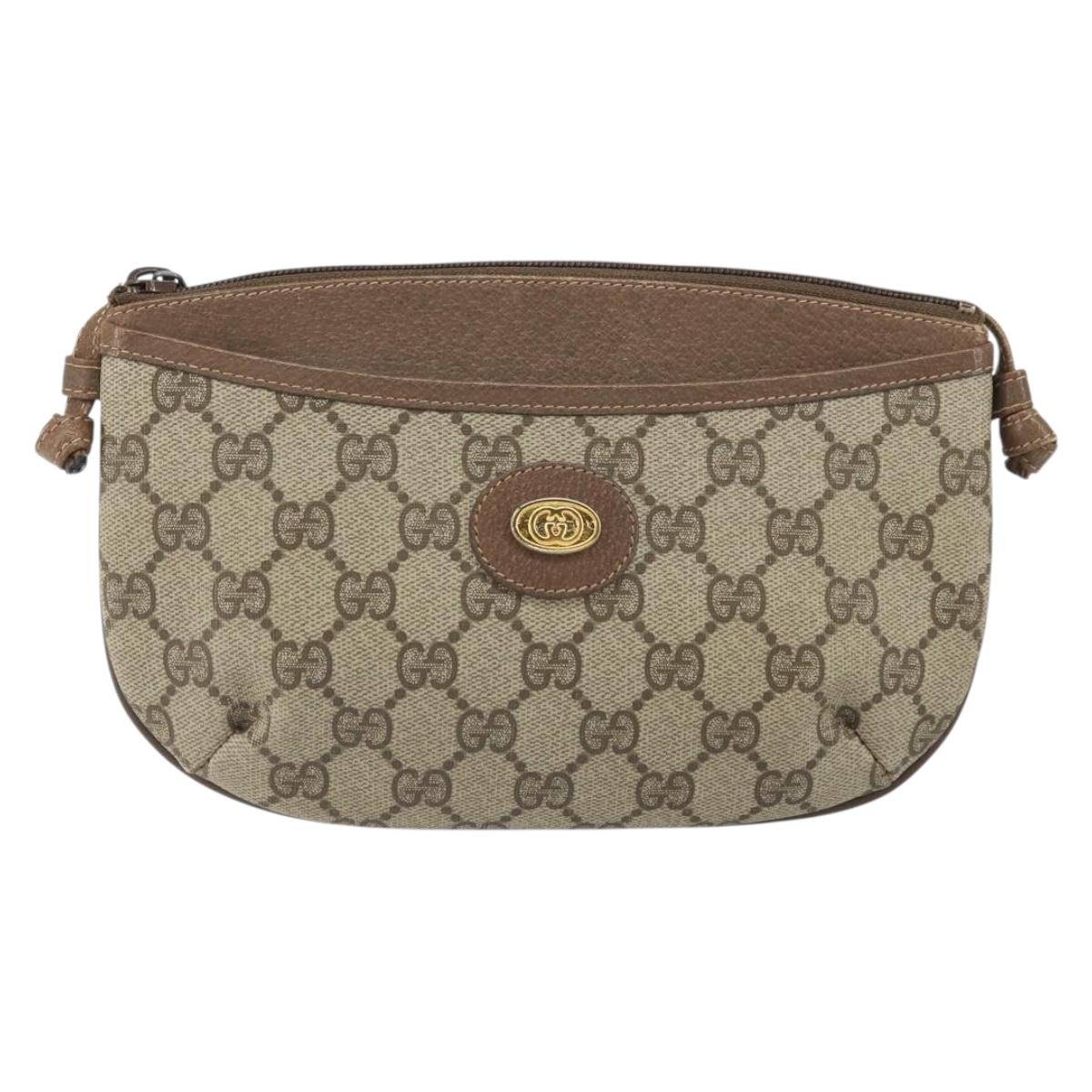GUCCI GG Plus Supreme Shoulder Bag PVC Beige Gold 904 02 020 Auth ka2038