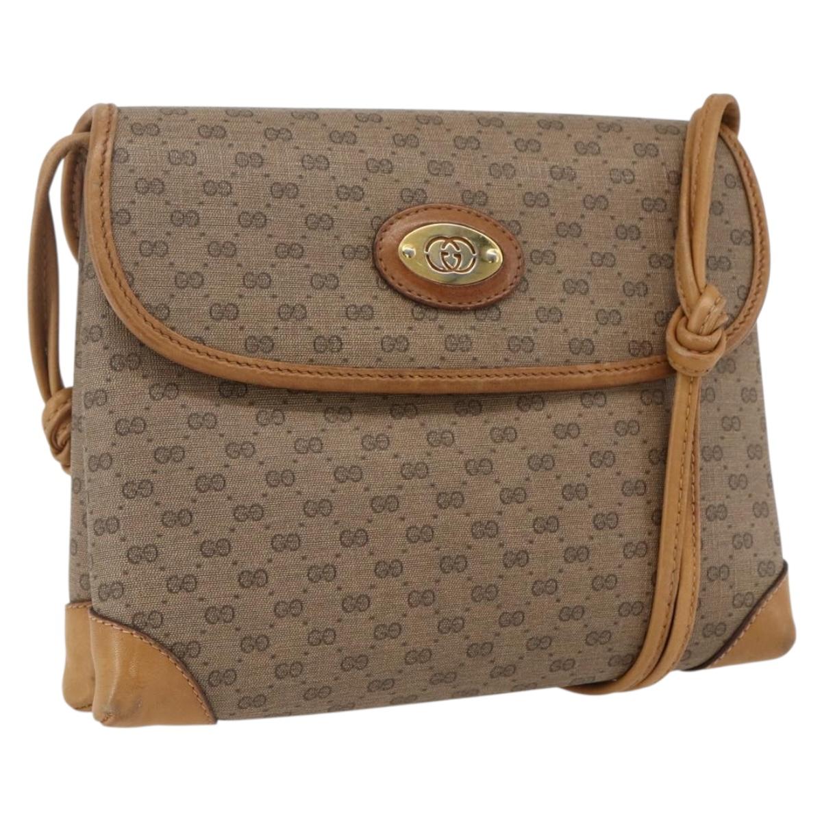 GUCCI Micro GG Supreme Shoulder Bag PVC Beige Gold 14 007 5548 Auth ka2039
