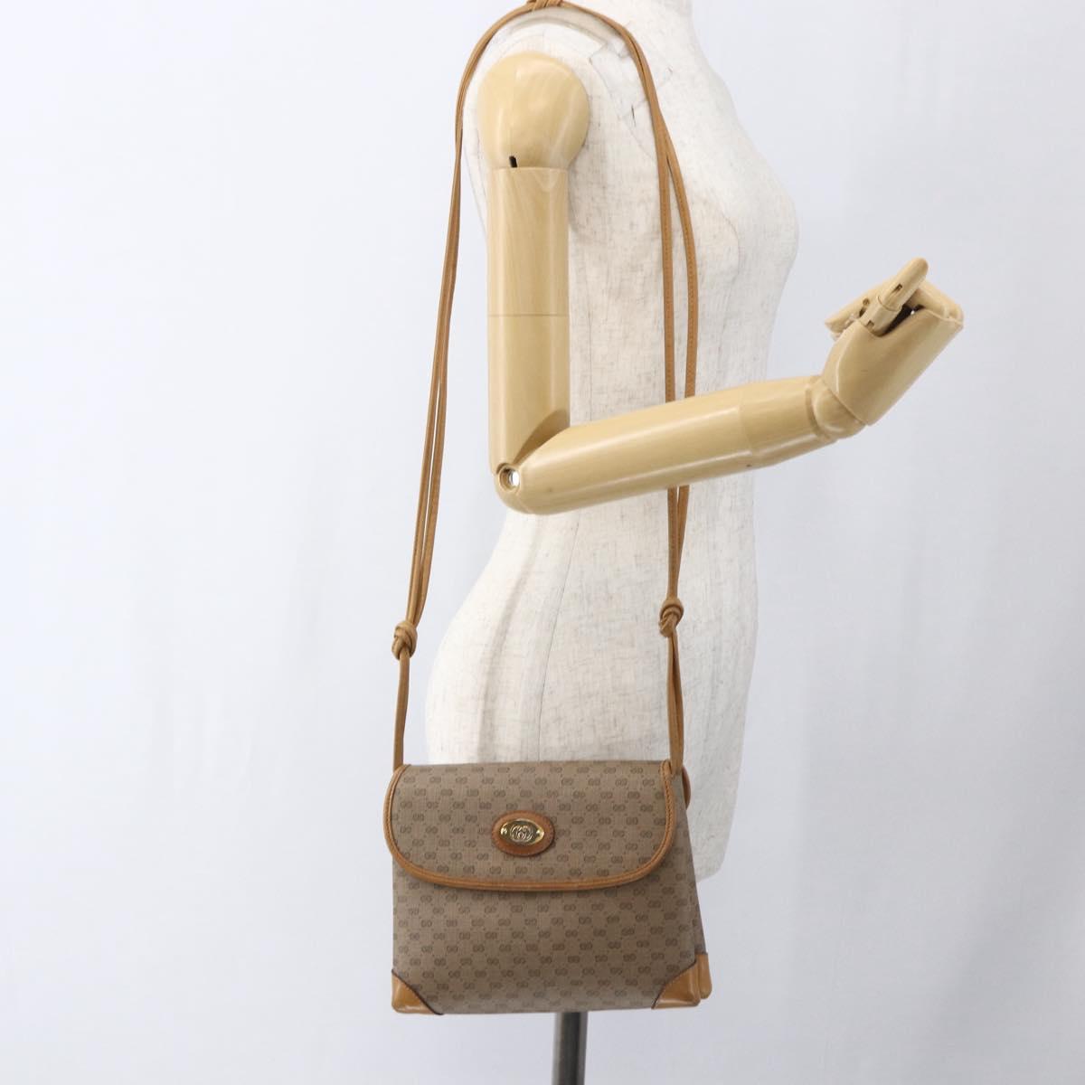 GUCCI Micro GG Supreme Shoulder Bag PVC Beige Gold 14 007 5548 Auth ka2039