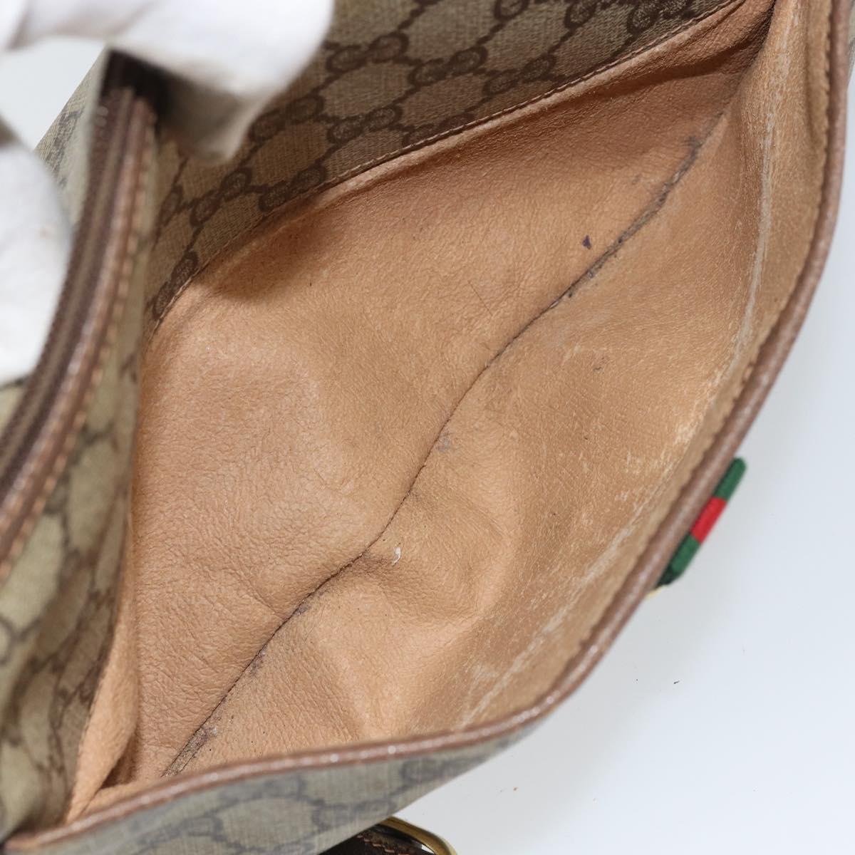 GUCCI GG Supreme Web Sherry Line Bag PVC Beige Gold 89 02 077 Auth ka2041