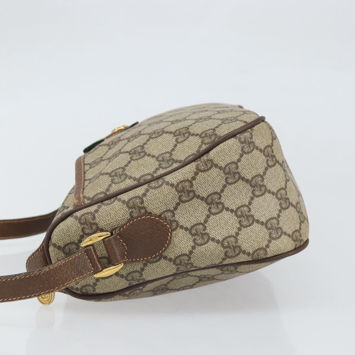 GUCCI GG Supreme Web Sherry Line Bag PVC Beige Gold 89 02 077 Auth ka2041