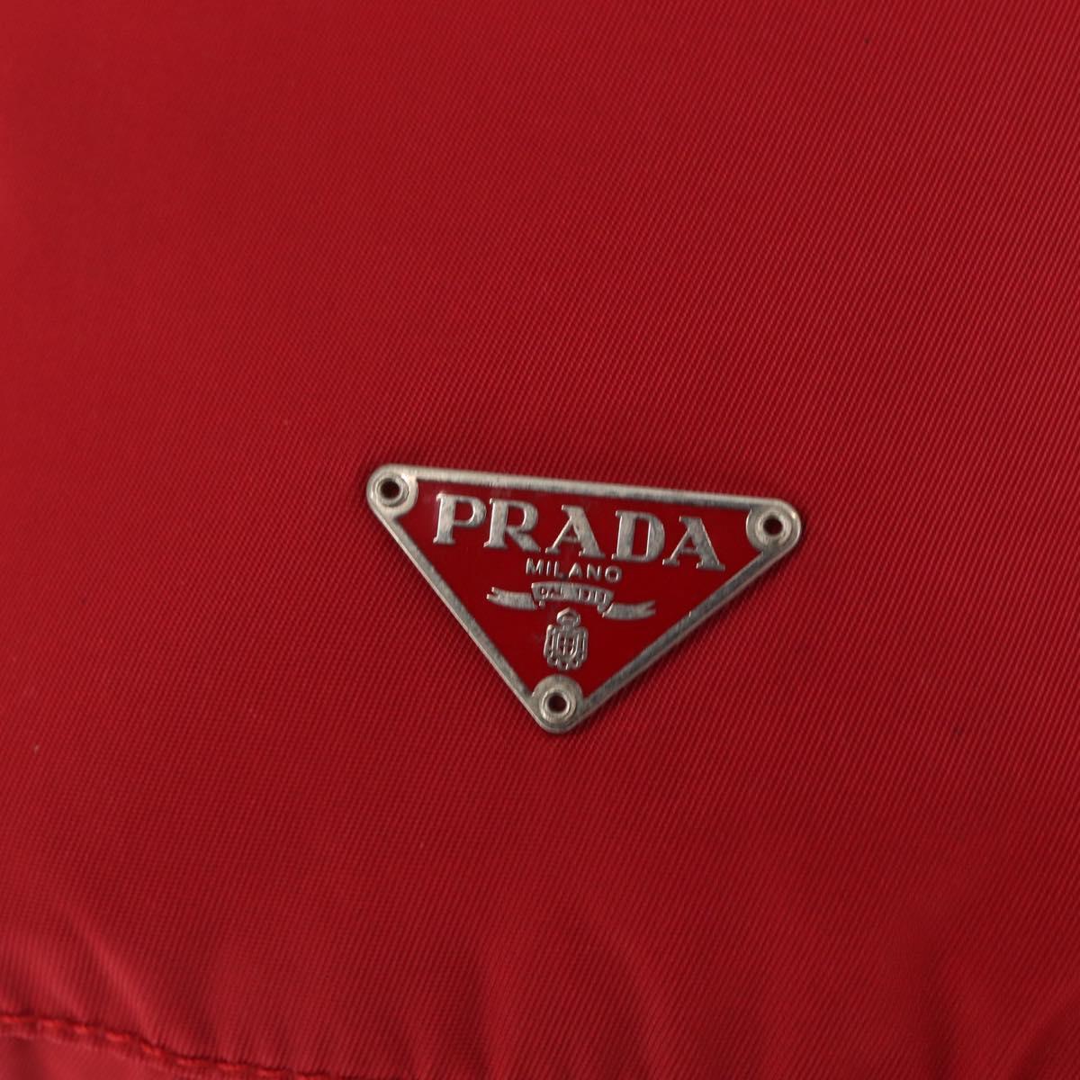 PRADA Drawstring Pouch Nylon Red Auth ka2042