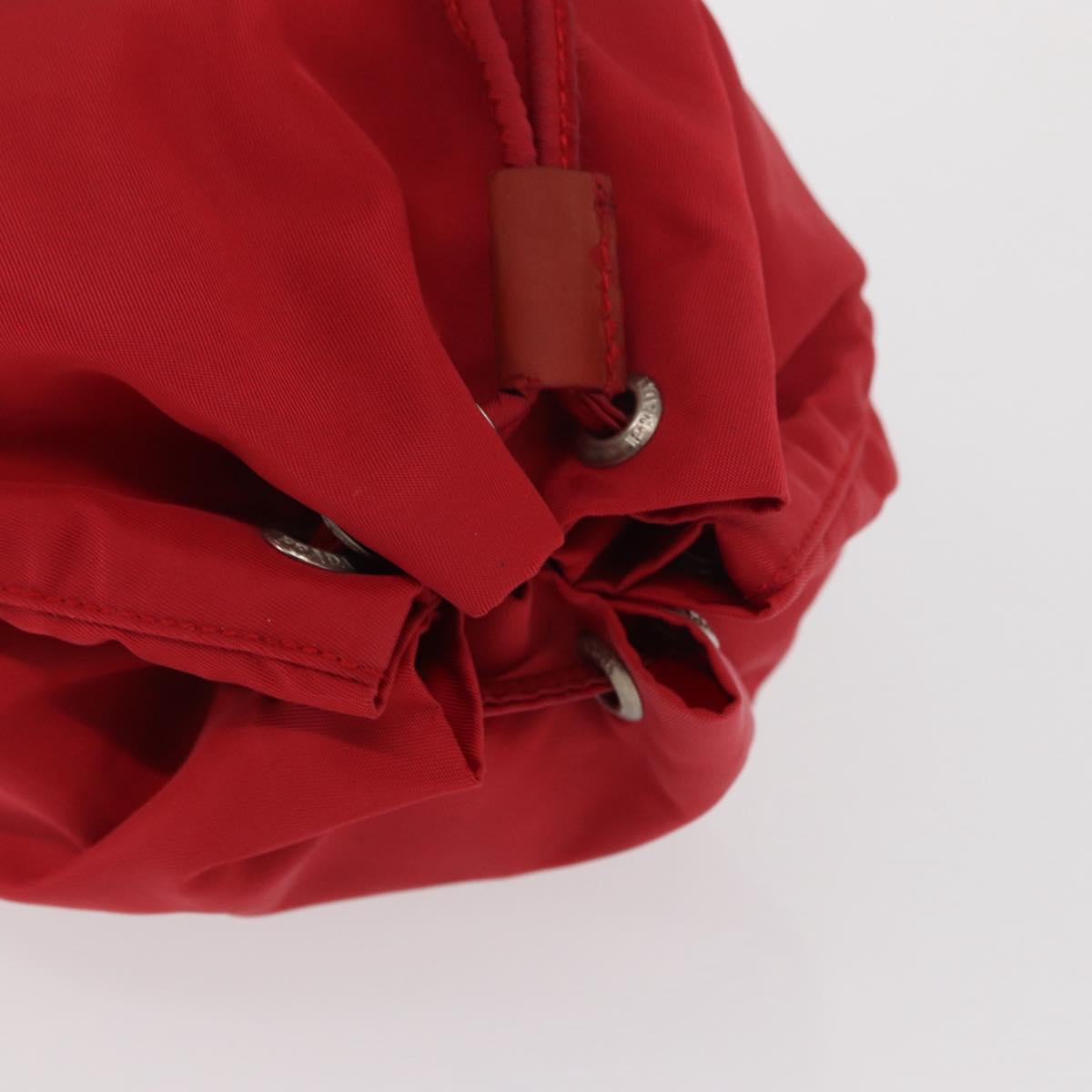 PRADA Drawstring Pouch Nylon Red Auth ka2042