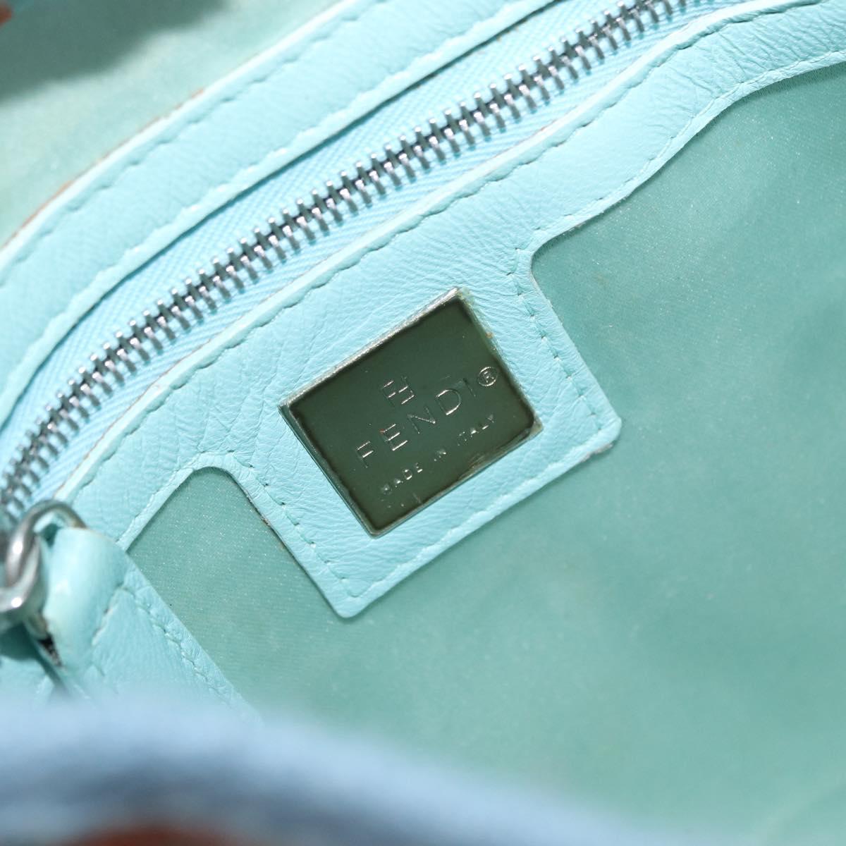 FENDI Zucca Canvas Shoulder Bag Denim Light Blue Silver Auth ka2046
