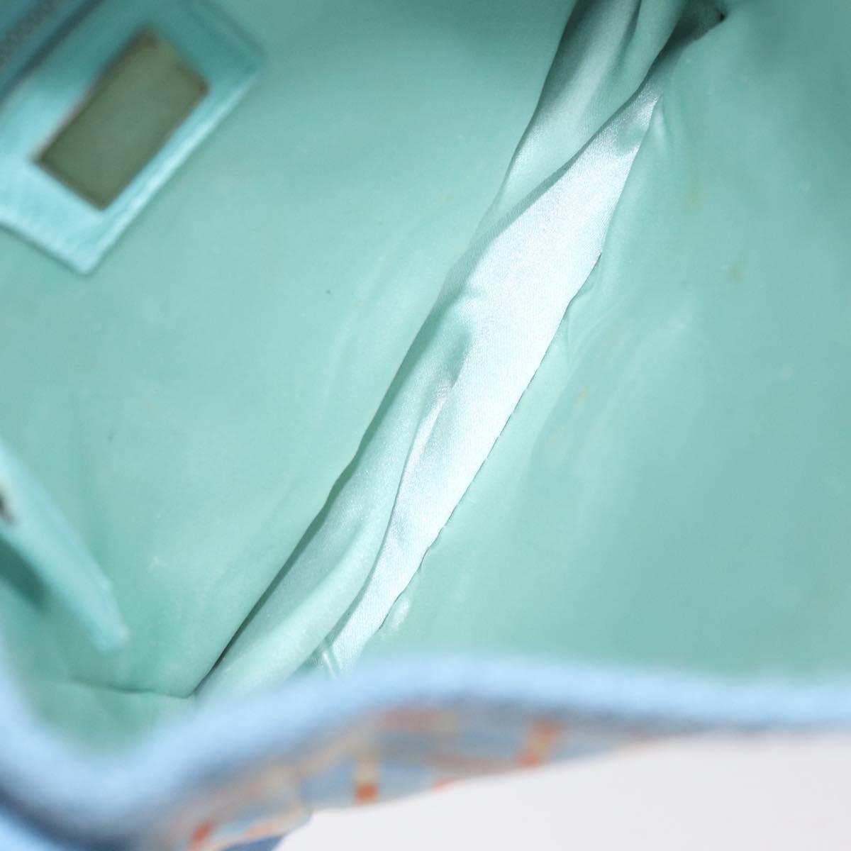 FENDI Zucca Canvas Shoulder Bag Denim Light Blue Silver Auth ka2046