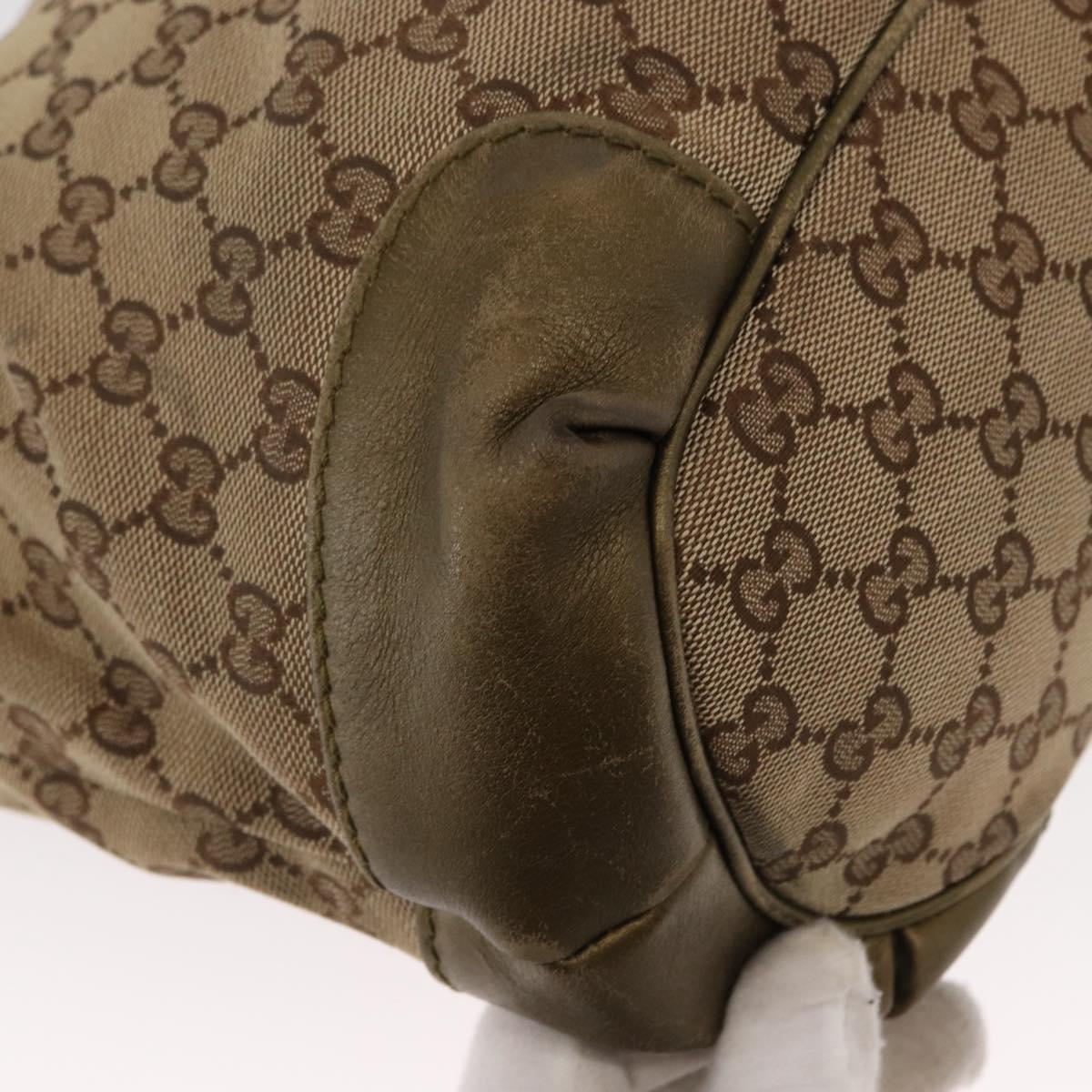 GUCCI GG Canvas Hand Bag 2way Beige Gold 247902 Auth ka205