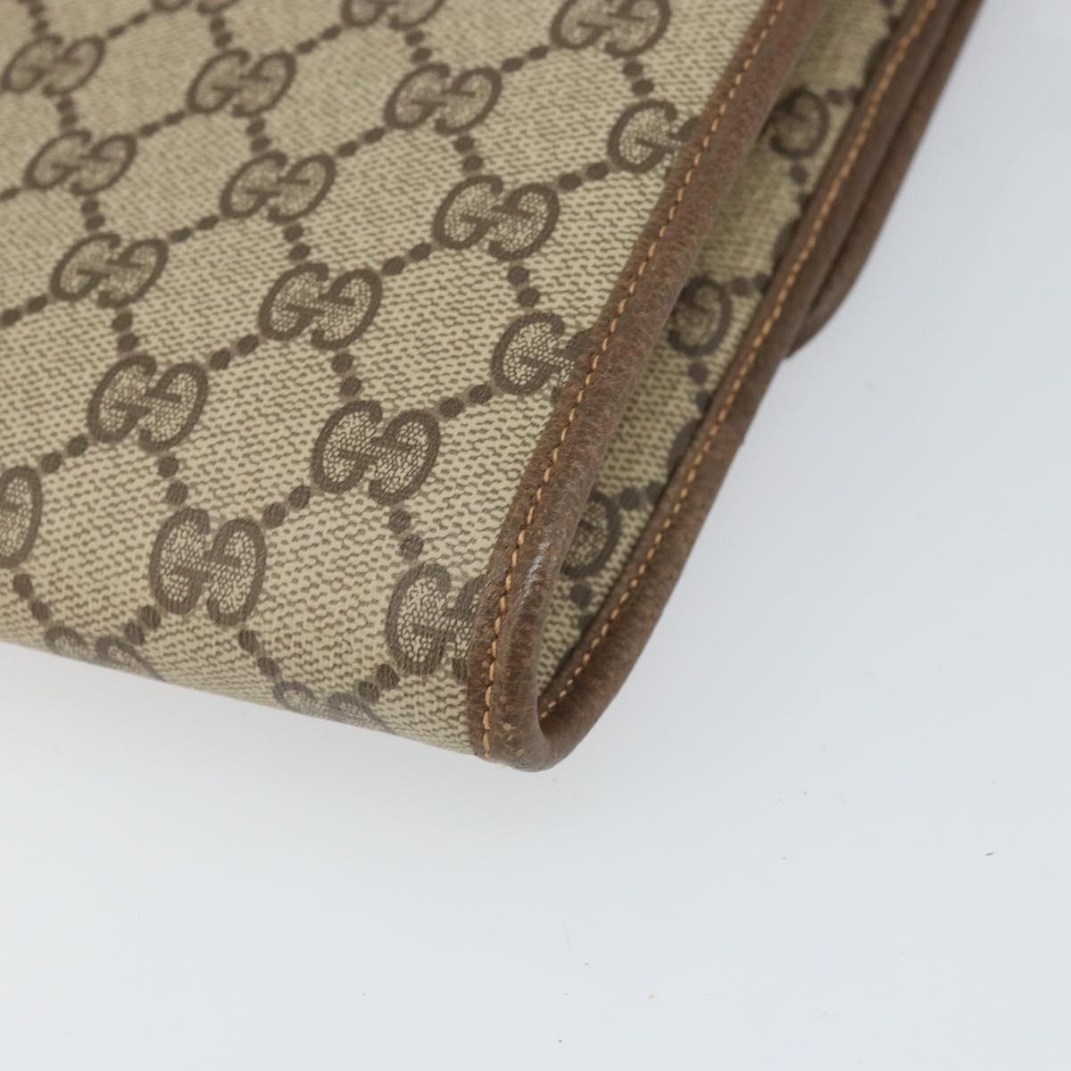 GUCCI GG Supreme Shoulder Bag PVC Beige Gold Auth ka2051