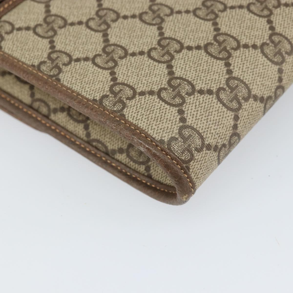 GUCCI GG Supreme Shoulder Bag PVC Beige Gold Auth ka2051