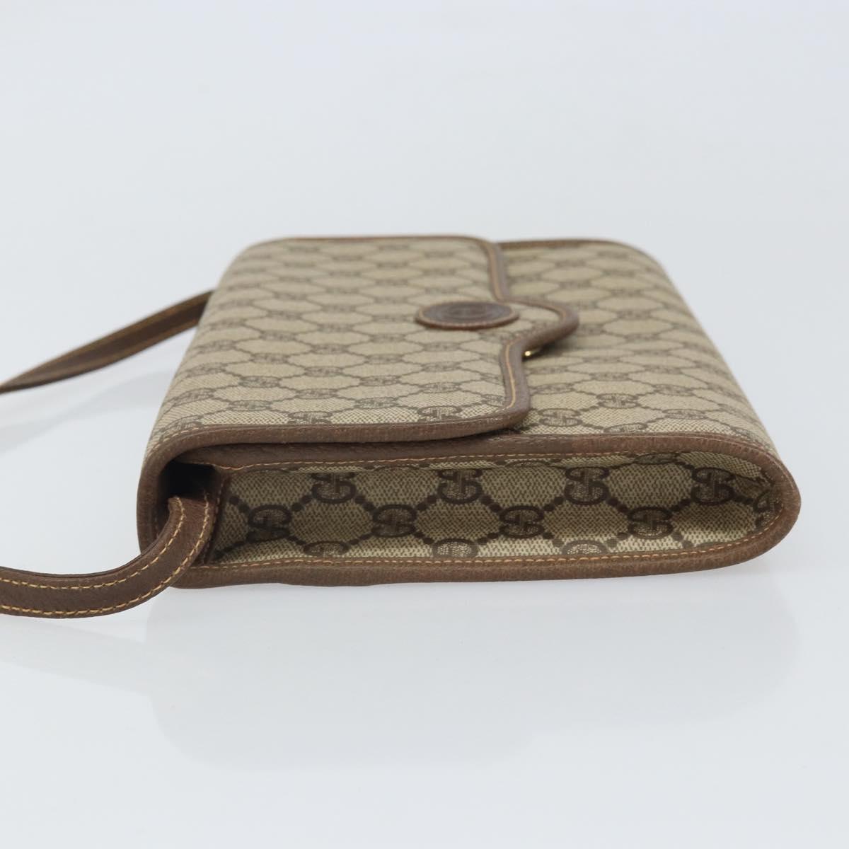 GUCCI GG Supreme Shoulder Bag PVC Beige Gold Auth ka2051