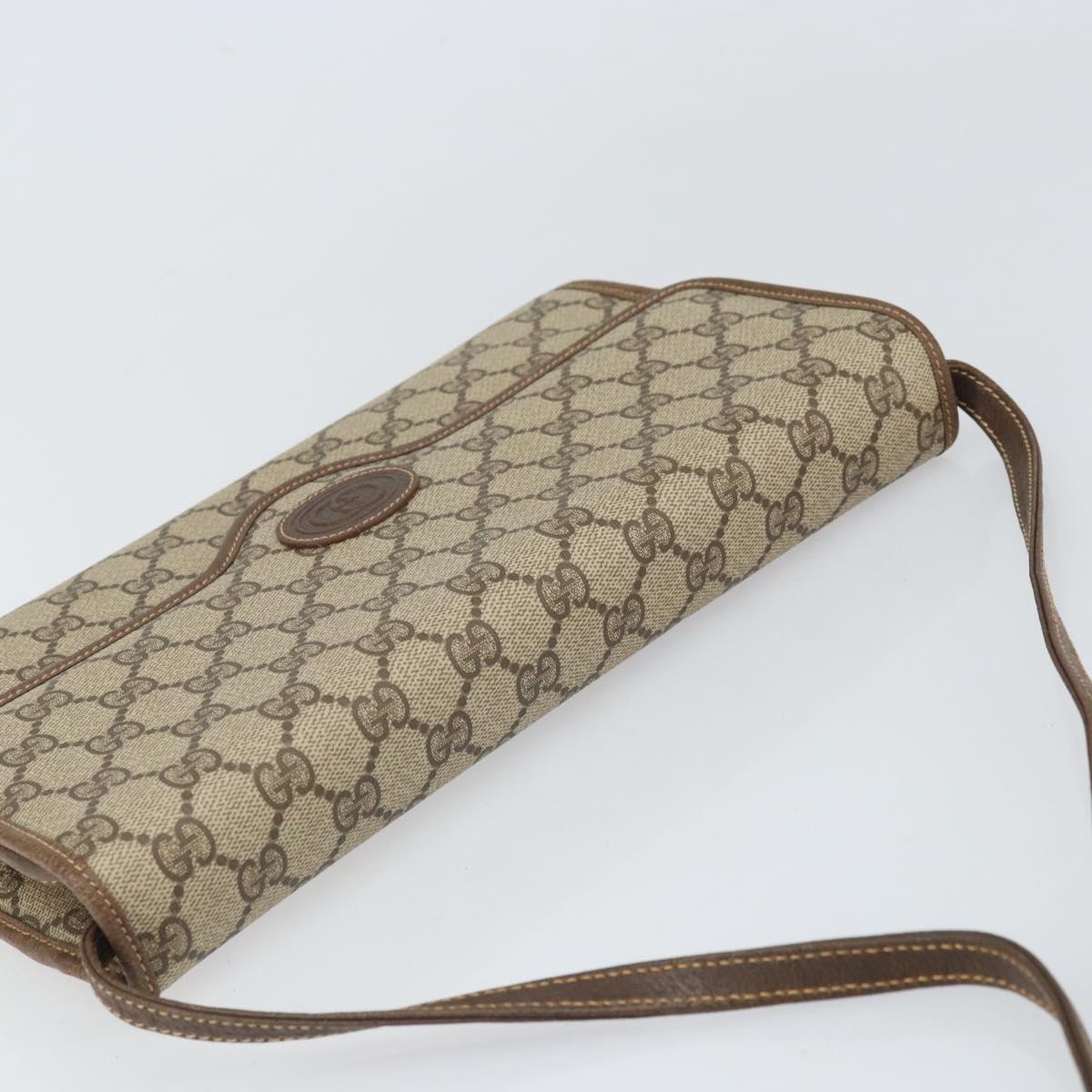 GUCCI GG Supreme Shoulder Bag PVC Beige Gold Auth ka2051