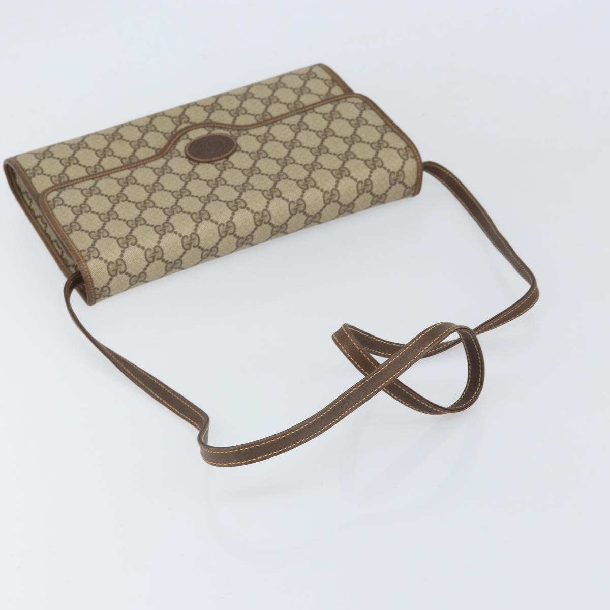 GUCCI GG Supreme Shoulder Bag PVC Beige Gold Auth ka2051