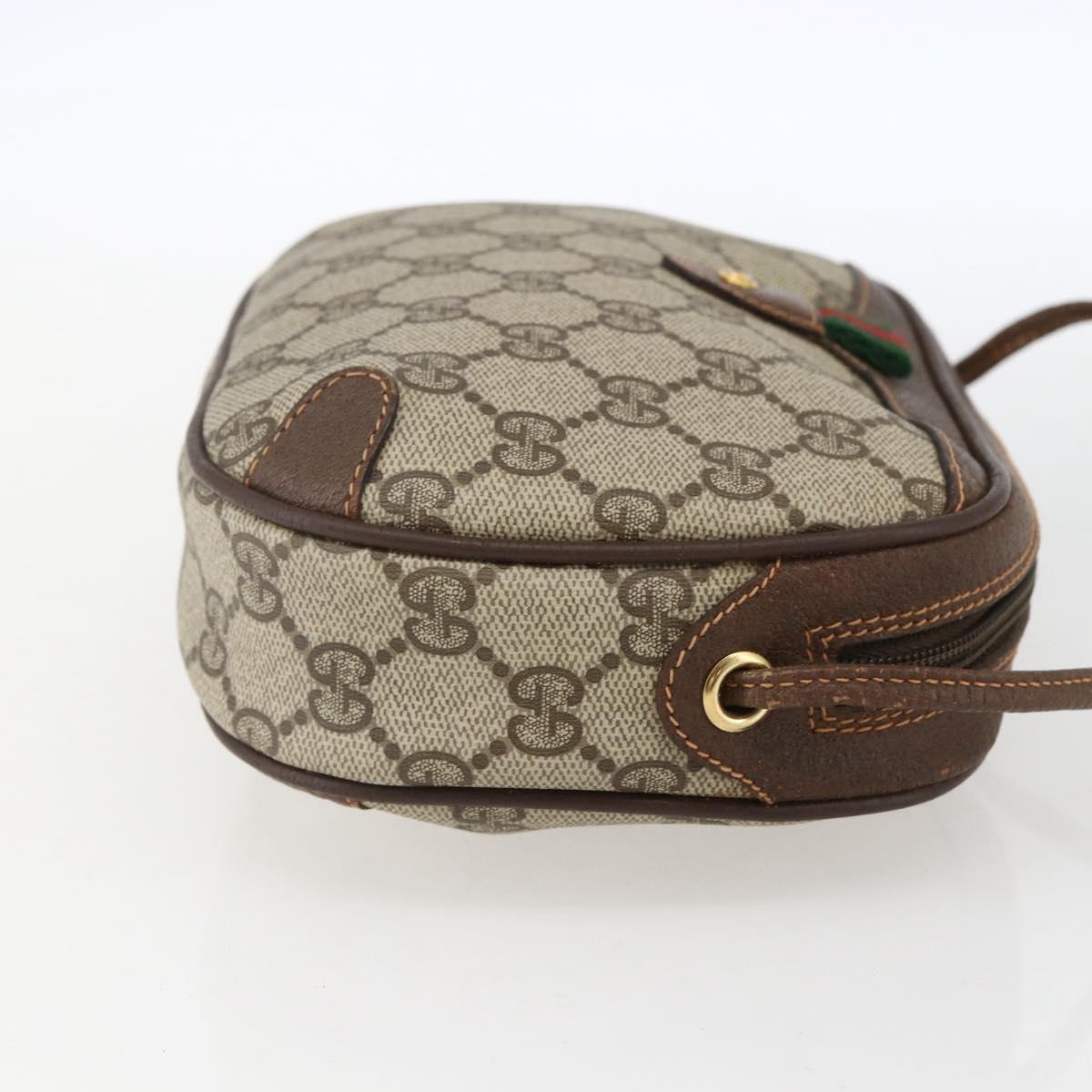 GUCCI GG Supreme Web Sherry Line Bag PVC Beige Gold 89 02 066 Auth ka2054