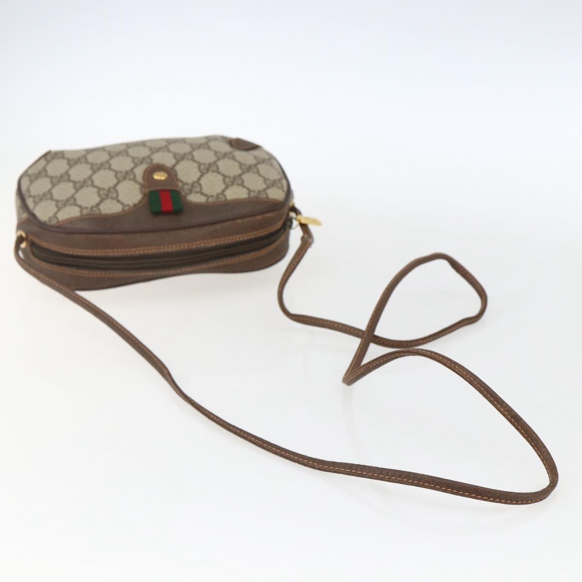 GUCCI GG Supreme Web Sherry Line Bag PVC Beige Gold 89 02 066 Auth ka2054