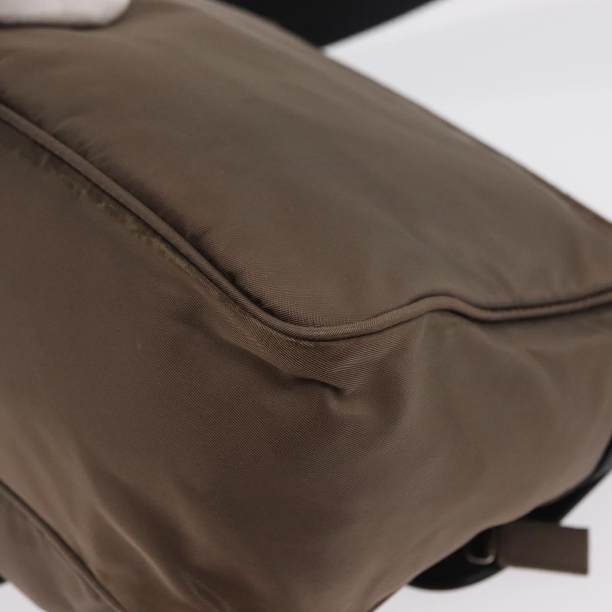 PRADA Shoulder Bag Nylon Brown Silver Auth ka2057
