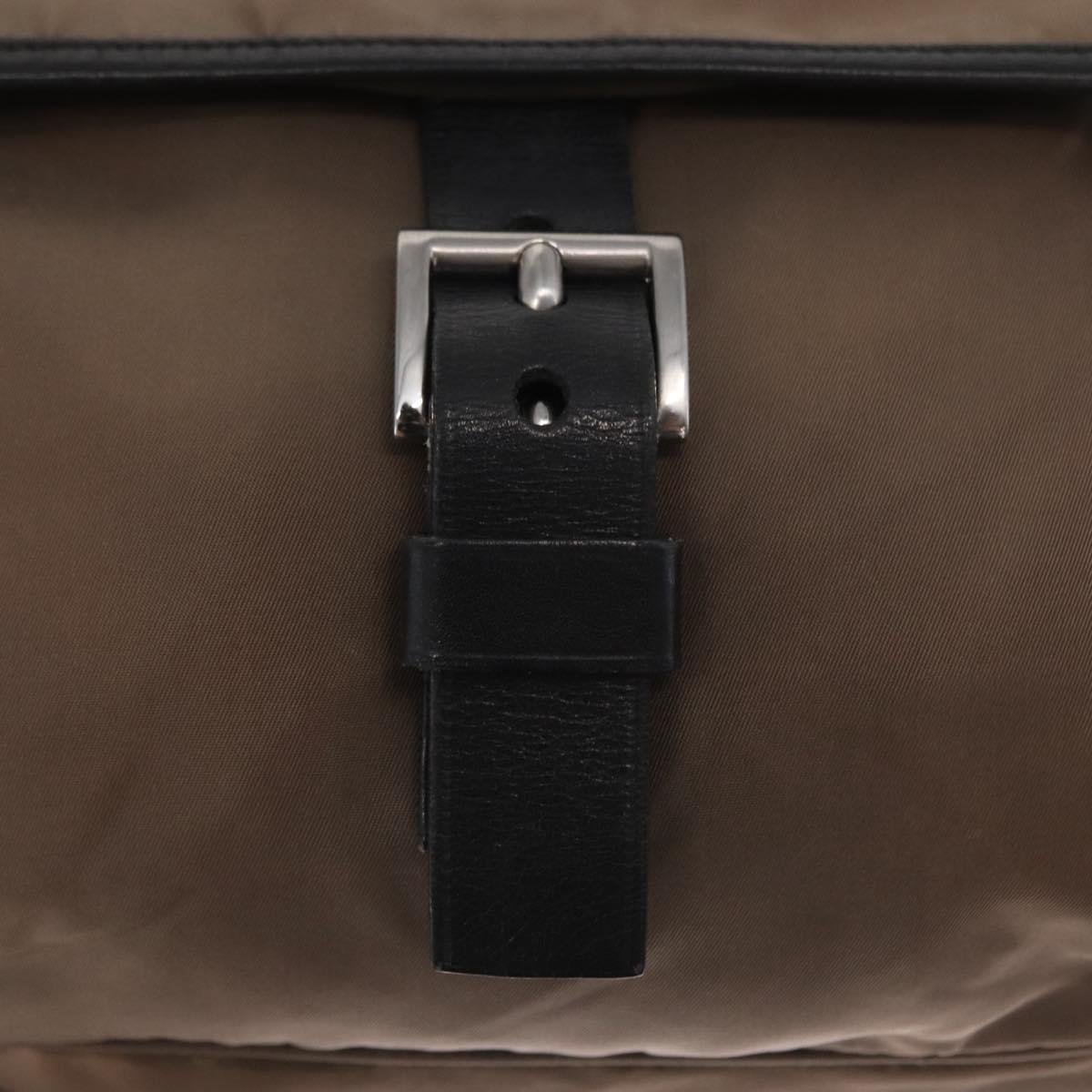 PRADA Shoulder Bag Nylon Brown Silver Auth ka2057