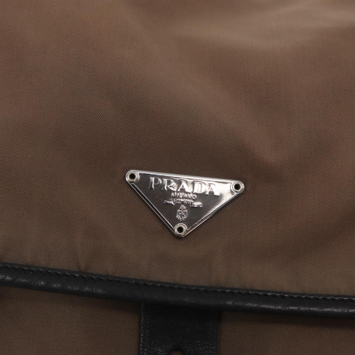 PRADA Shoulder Bag Nylon Brown Silver Auth ka2057