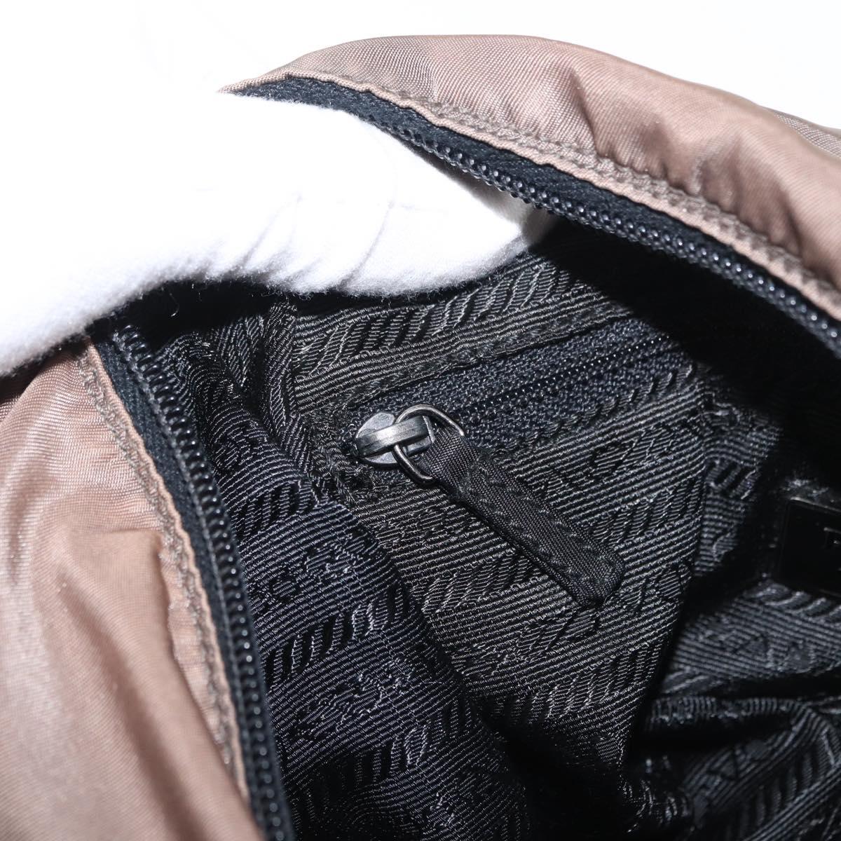 PRADA Shoulder Bag Nylon Brown Silver Auth ka2057