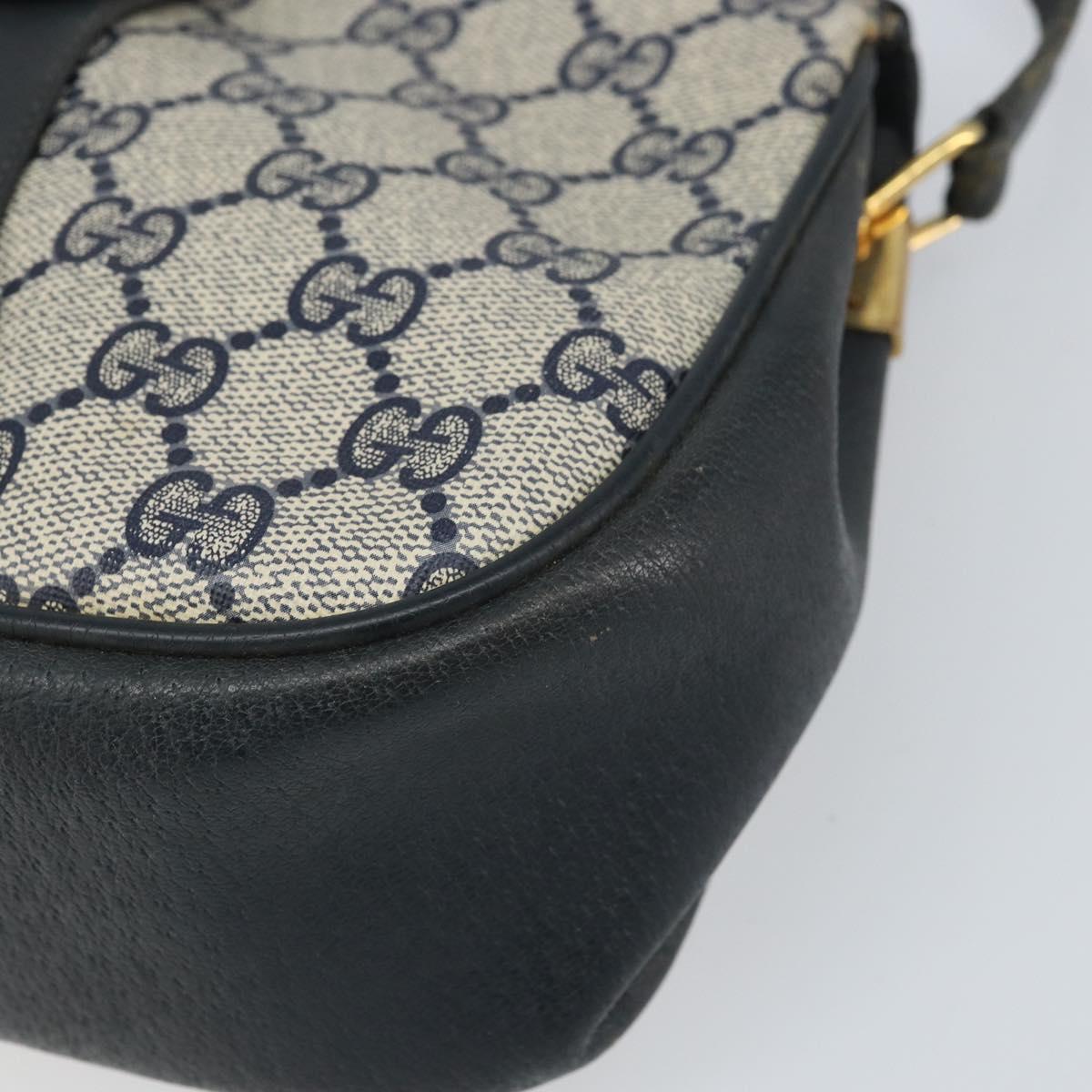 GUCCI GG Supreme Sherry Line Shoulder Bag PVC Navy Gold 116 02 024 Auth ka2058