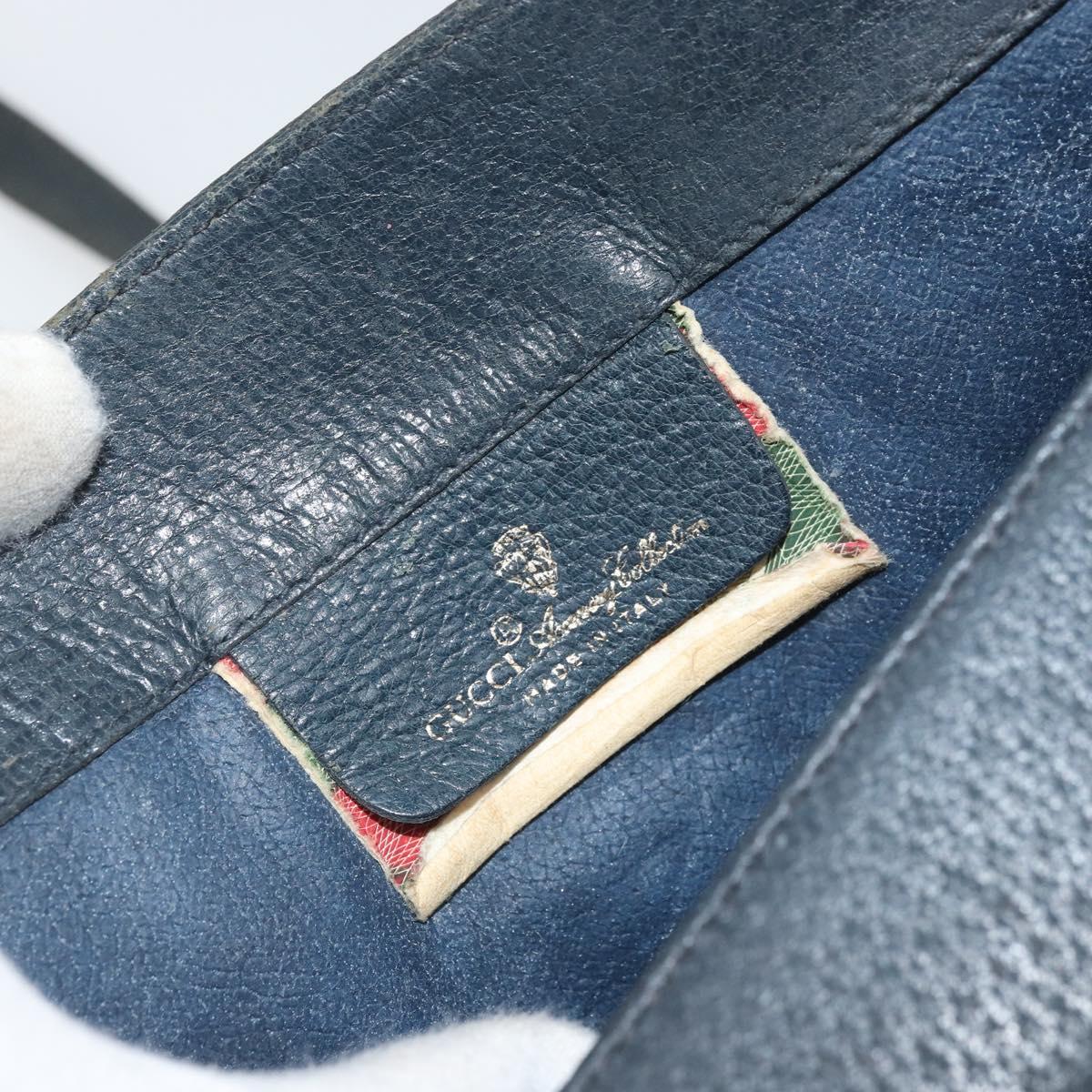 GUCCI GG Supreme Sherry Line Shoulder Bag PVC Navy Gold 116 02 024 Auth ka2058