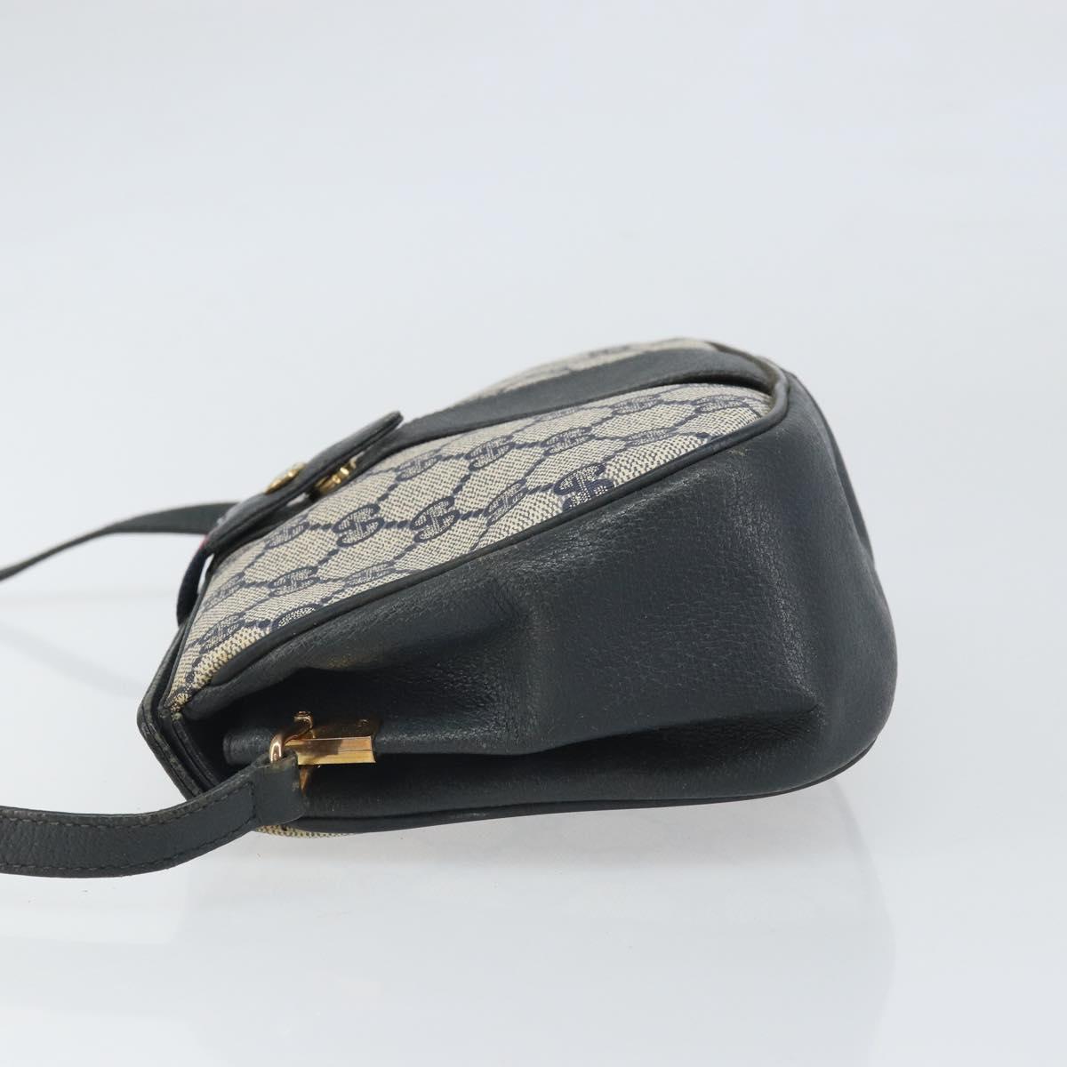 GUCCI GG Supreme Sherry Line Shoulder Bag PVC Navy Gold 116 02 024 Auth ka2058