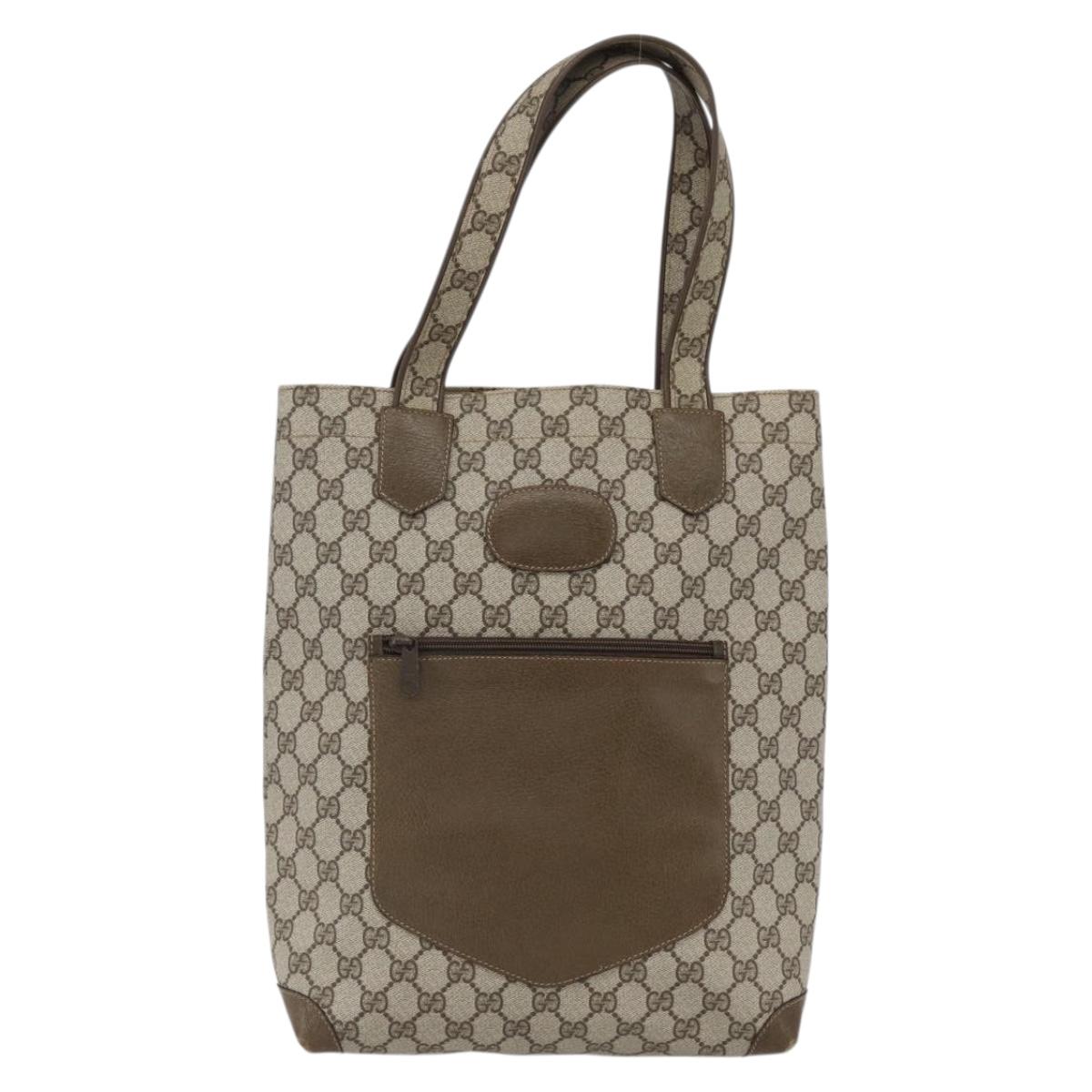GUCCI GG Supreme Tote Bag PVC Beige Gold 002 103 1301 Auth ka2063