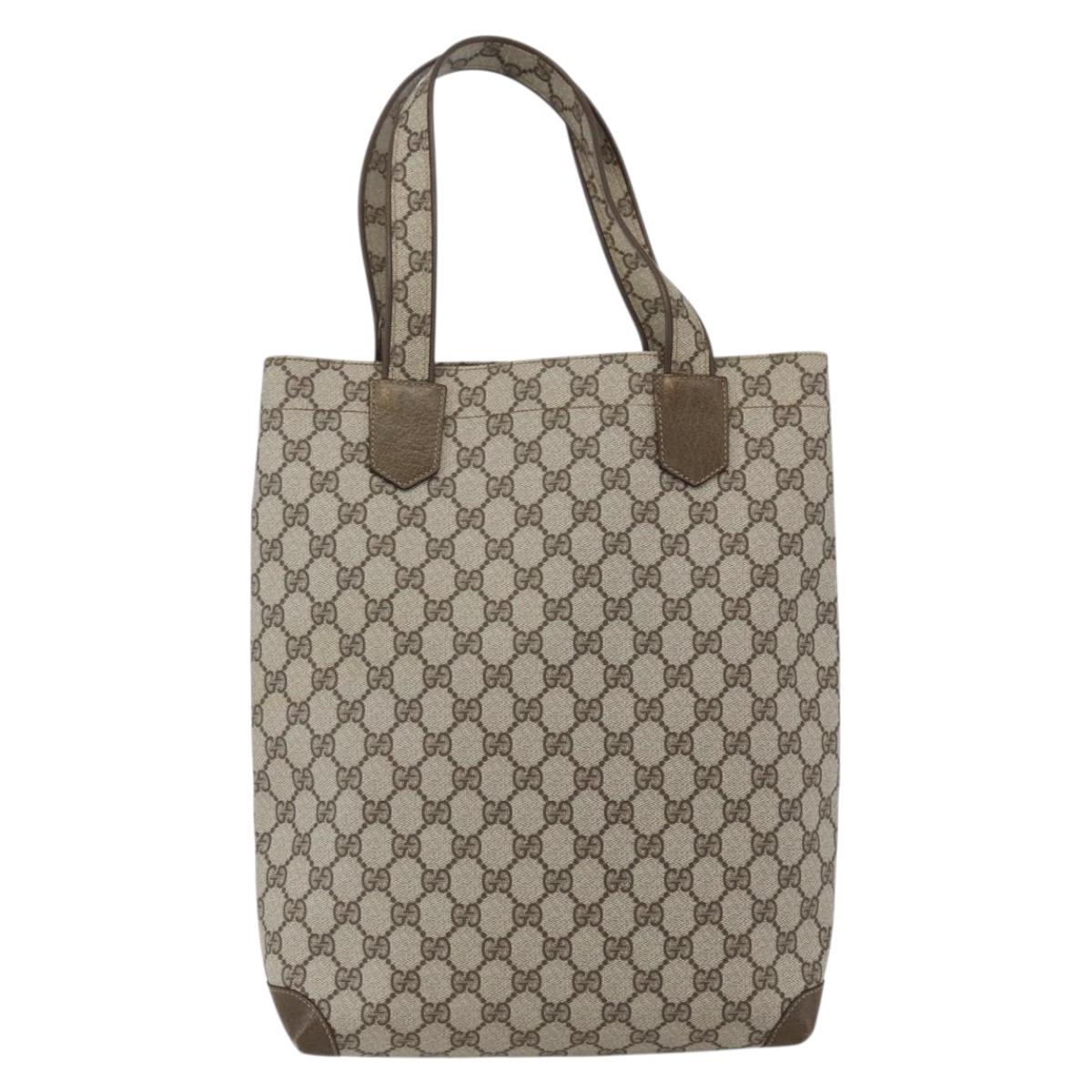 GUCCI GG Supreme Tote Bag PVC Beige Gold 002 103 1301 Auth ka2063