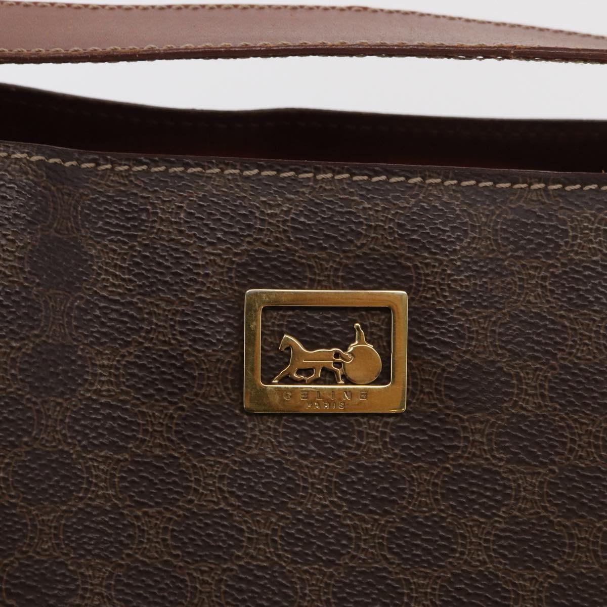 CELINE Macadam Canvas Shoulder Bag PVC Beige Gold Auth ka2067