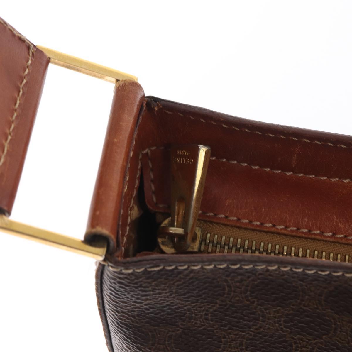 CELINE Macadam Canvas Shoulder Bag PVC Beige Gold Auth ka2067