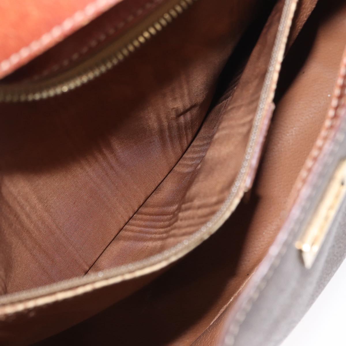 CELINE Macadam Canvas Shoulder Bag PVC Beige Gold Auth ka2067
