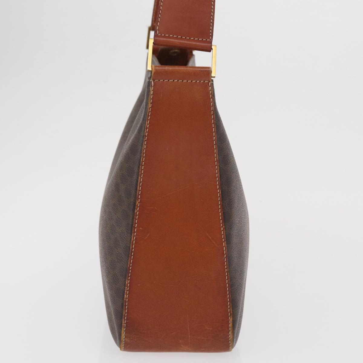 CELINE Macadam Canvas Shoulder Bag PVC Beige Gold Auth ka2067